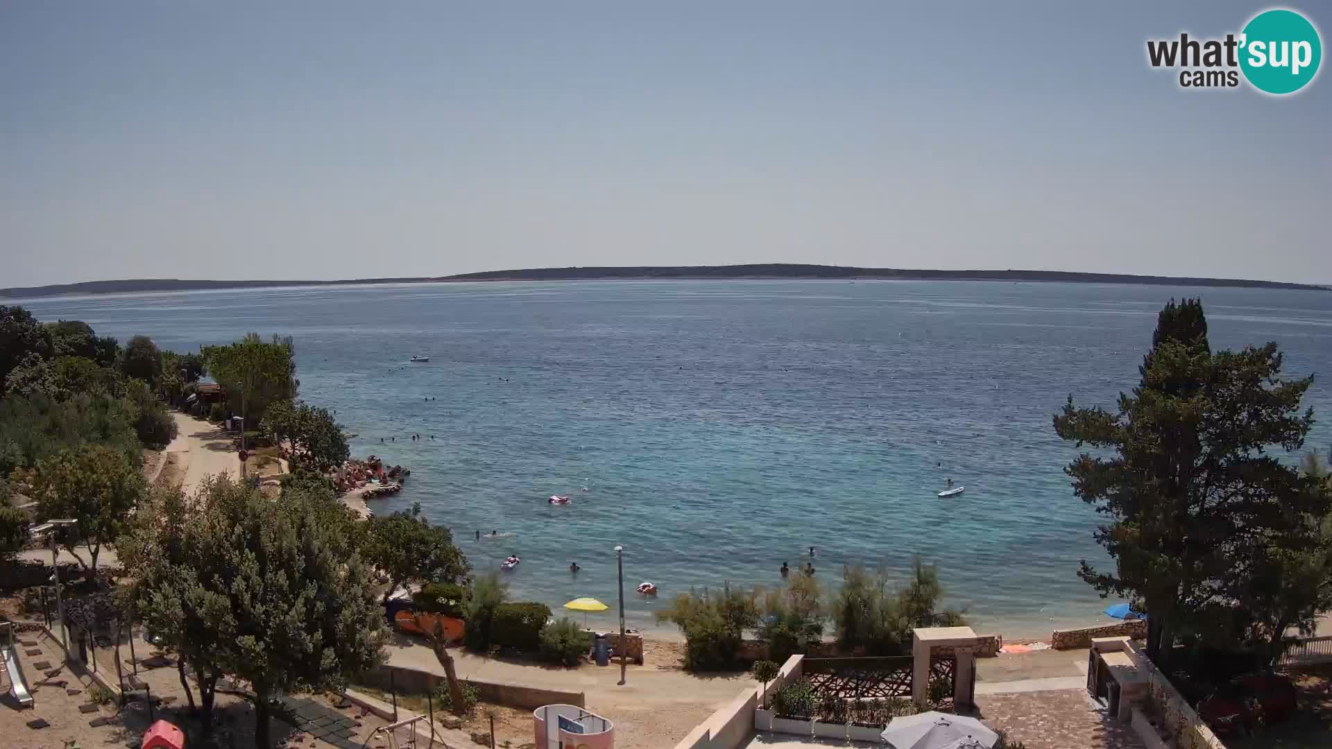 Web kamera Plaža Male Mandre – Pogled uživo s otoka Paga