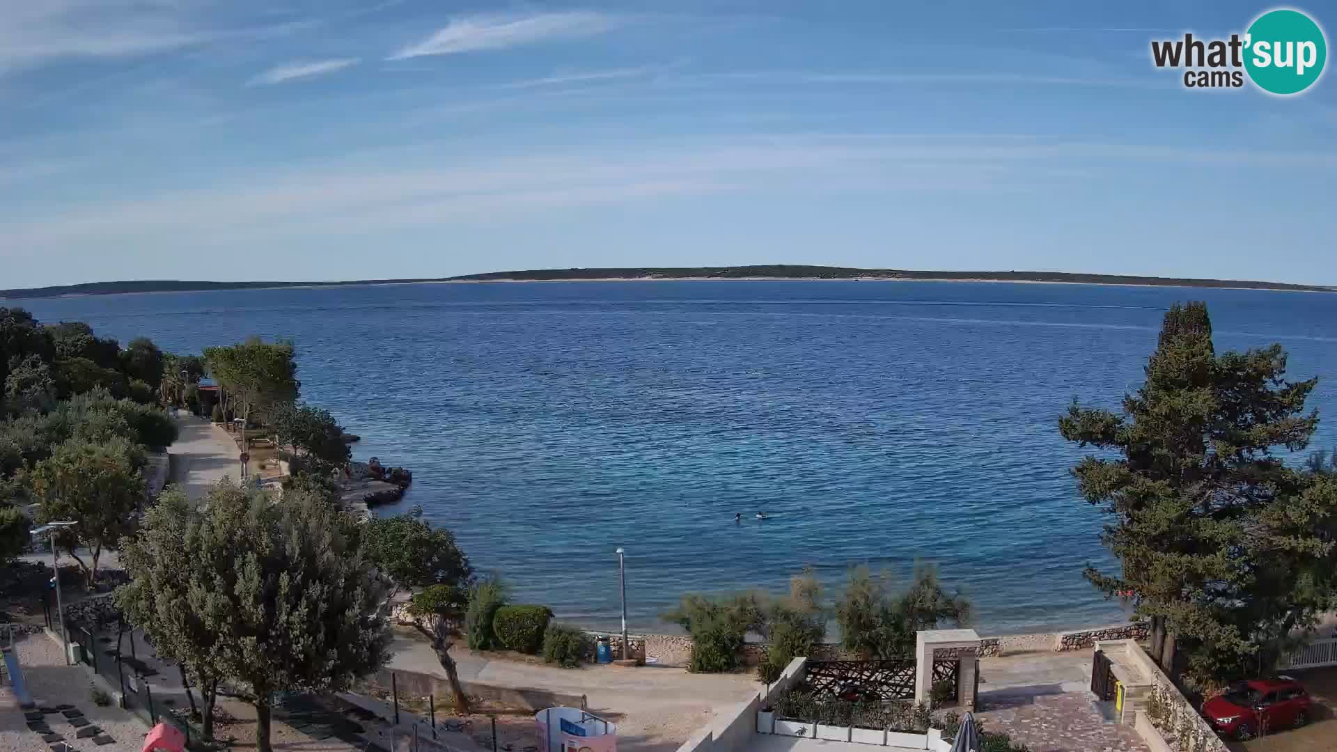 Spletna kamera Plaža Male Mandre – Pogled v živo z otoka Pag