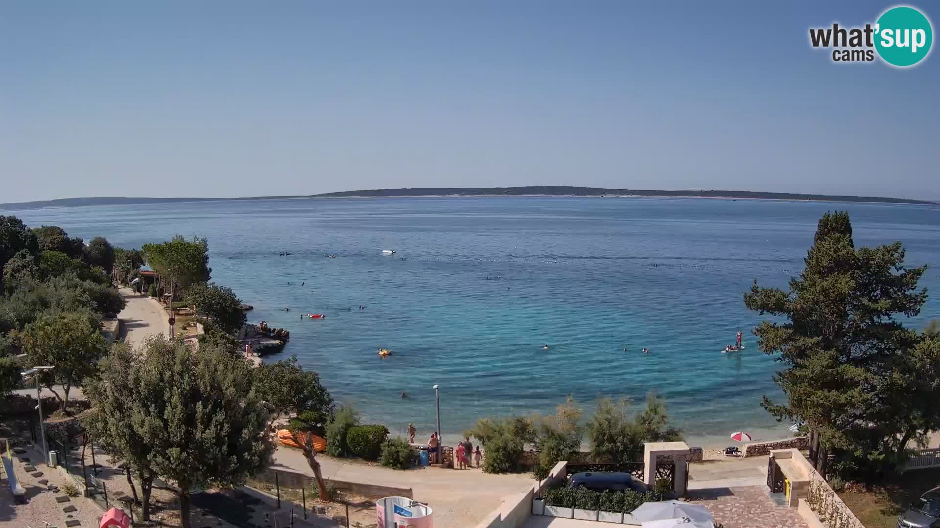 Spletna kamera Plaža Male Mandre – Pogled v živo z otoka Pag