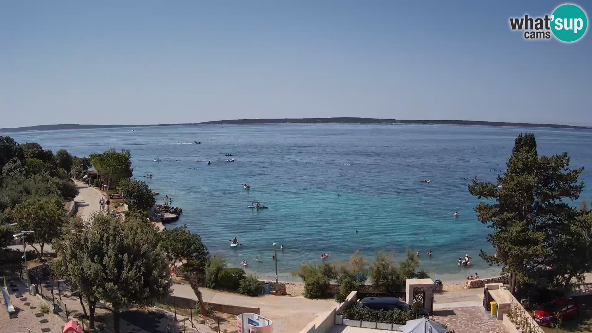 Spletna kamera Plaža Male Mandre – Pogled v živo z otoka Pag