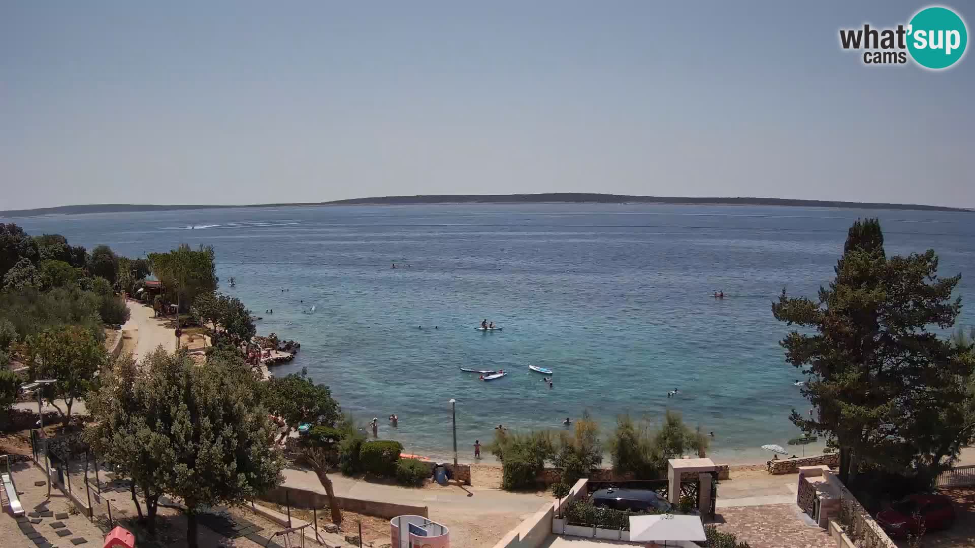 Spletna kamera Plaža Male Mandre – Pogled v živo z otoka Pag