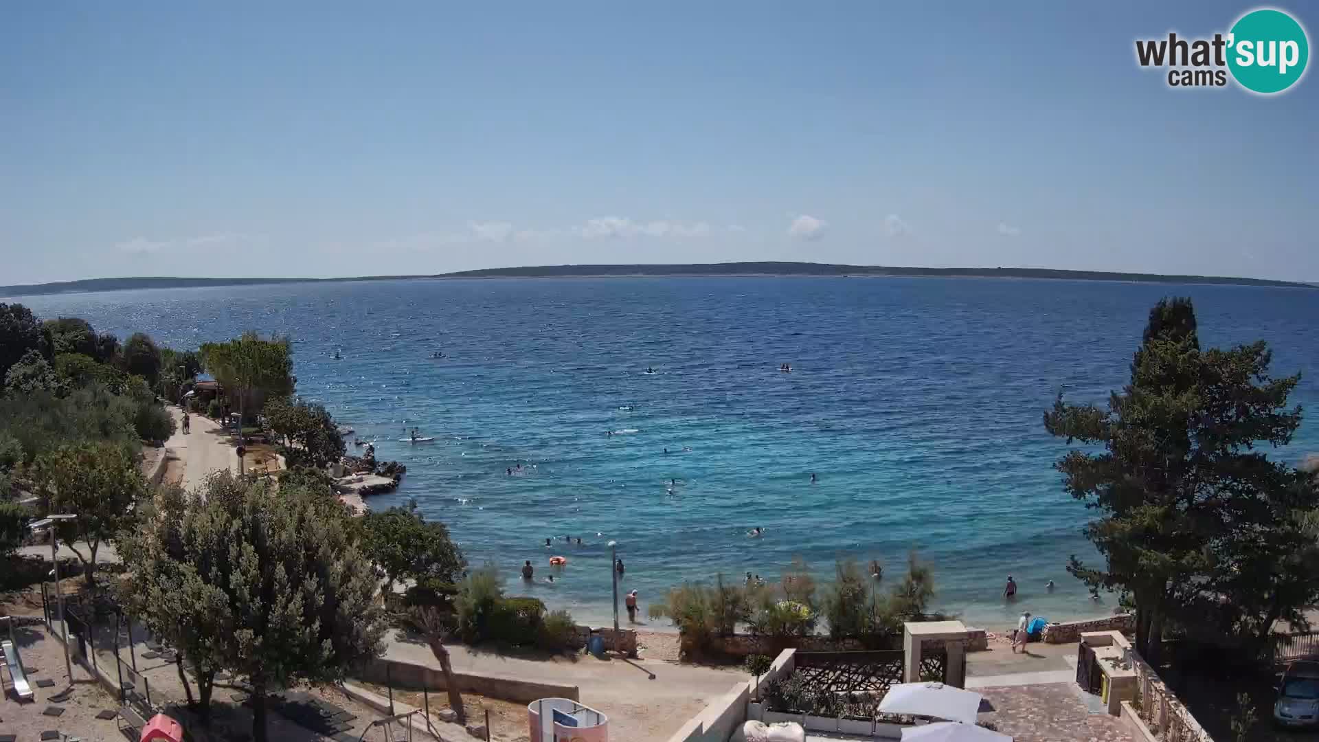 Web kamera Plaža Male Mandre – Pogled uživo s otoka Paga