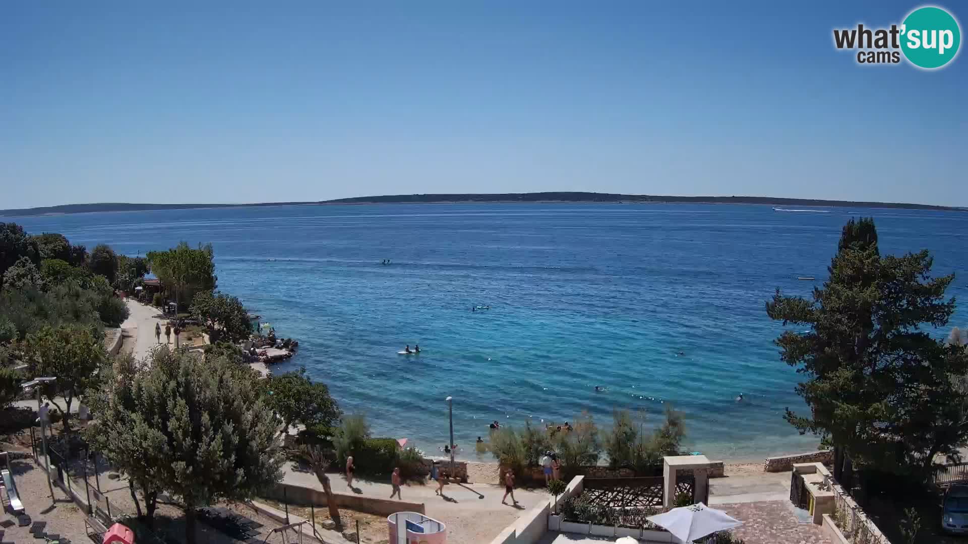 Web kamera Plaža Male Mandre – Pogled uživo s otoka Paga