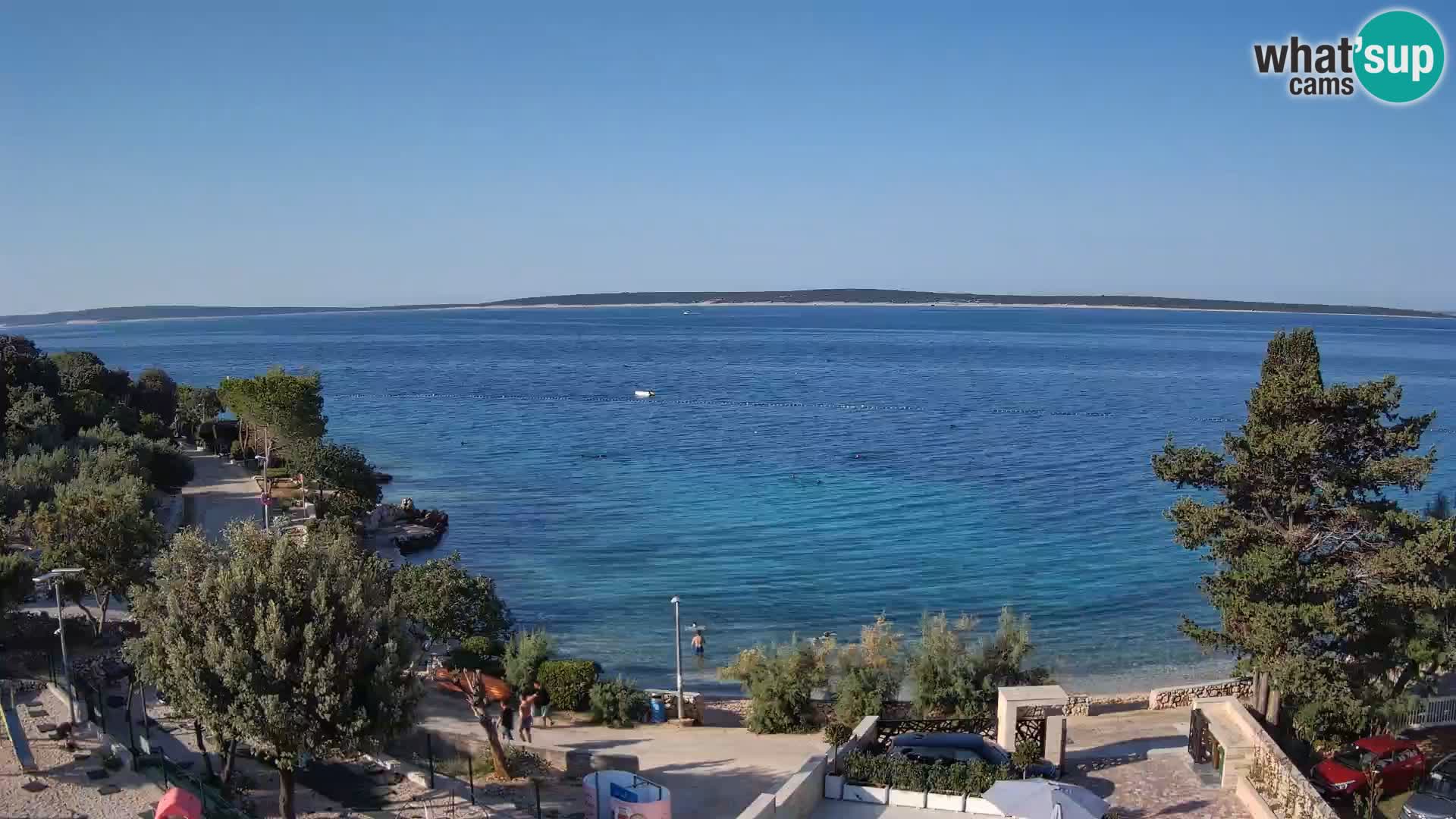 Web kamera Plaža Male Mandre – Pogled uživo s otoka Paga