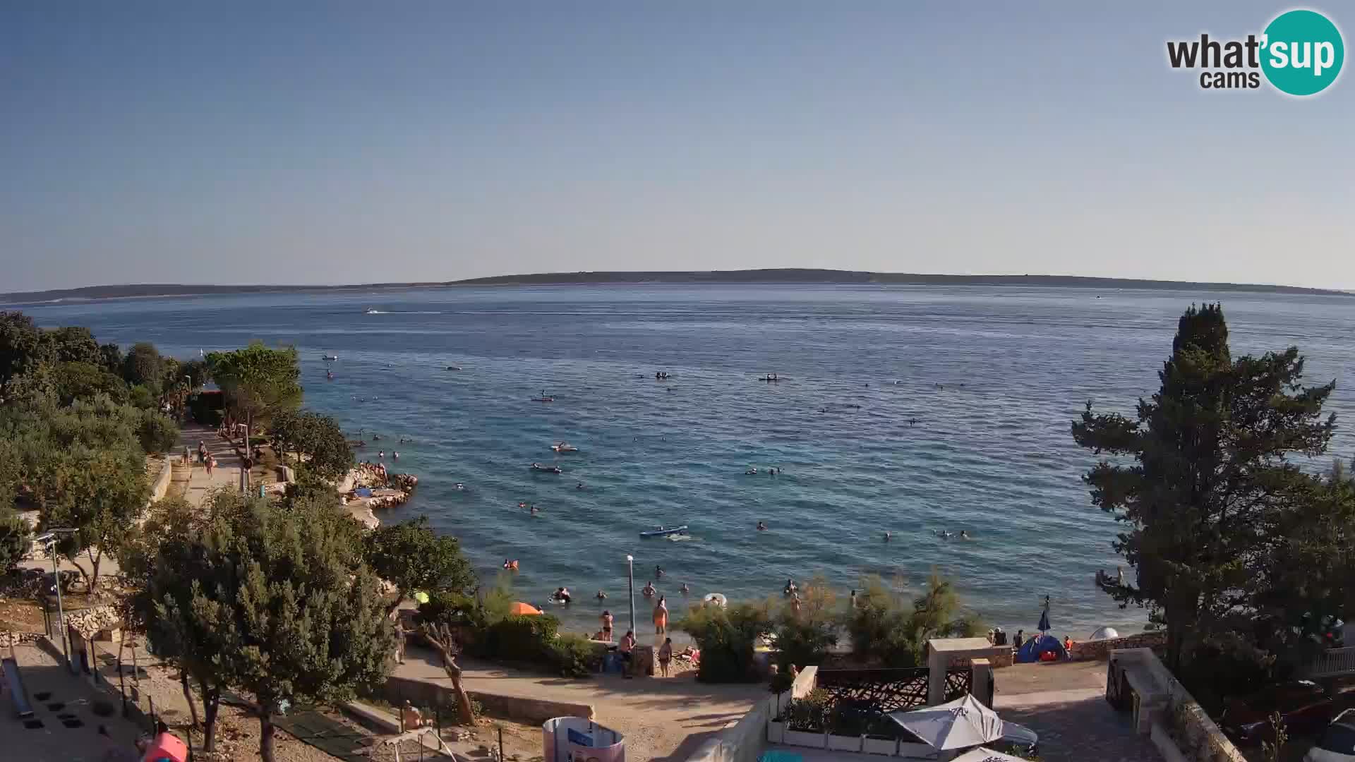 Spletna kamera Plaža Male Mandre – Pogled v živo z otoka Pag