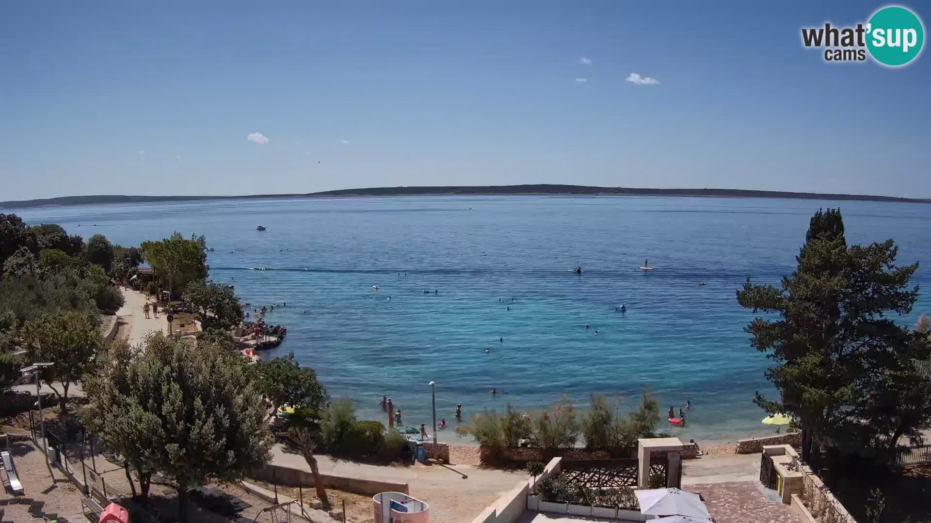 Web kamera Plaža Male Mandre – Pogled uživo s otoka Paga