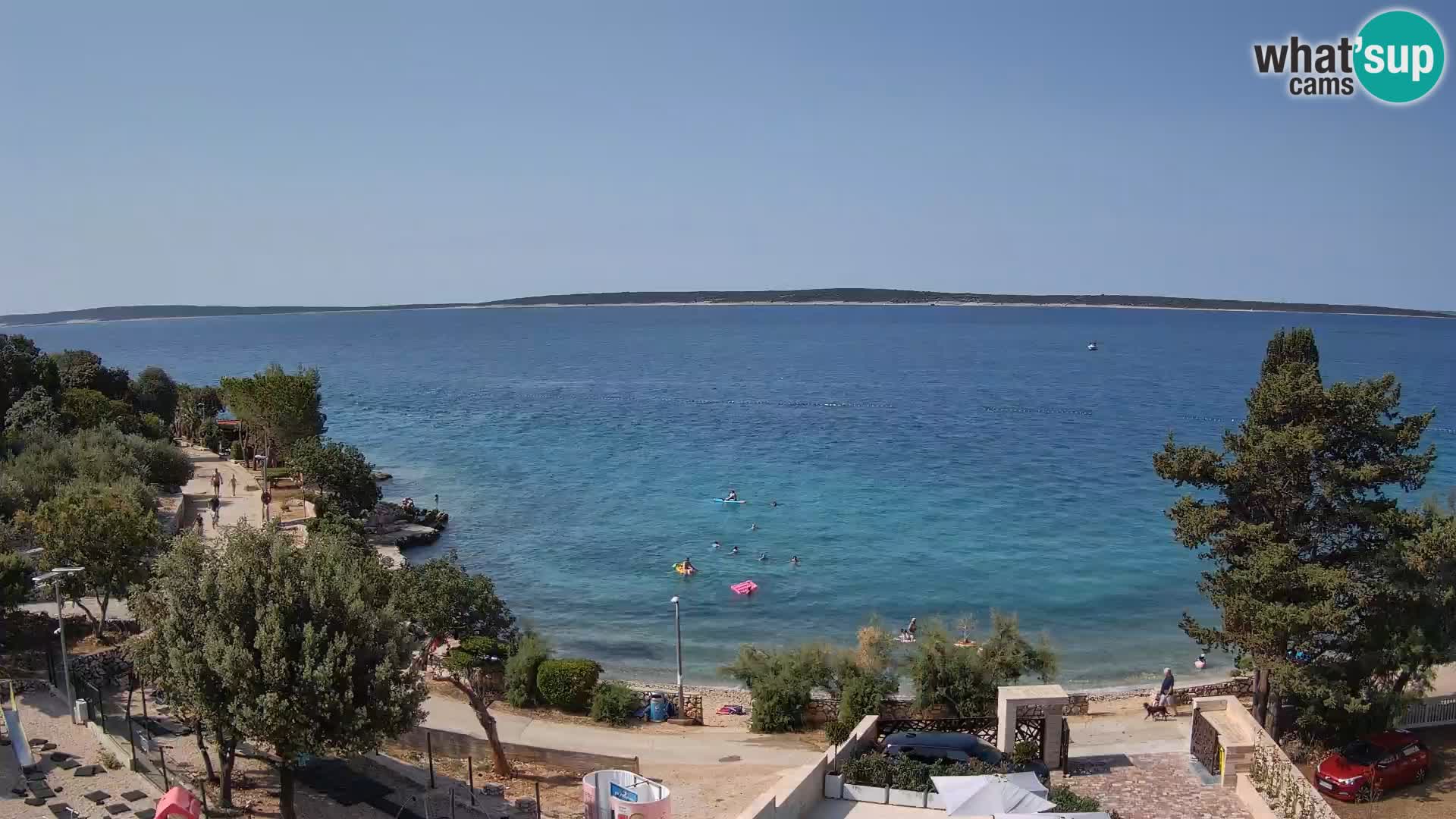Spletna kamera Plaža Male Mandre – Pogled v živo z otoka Pag
