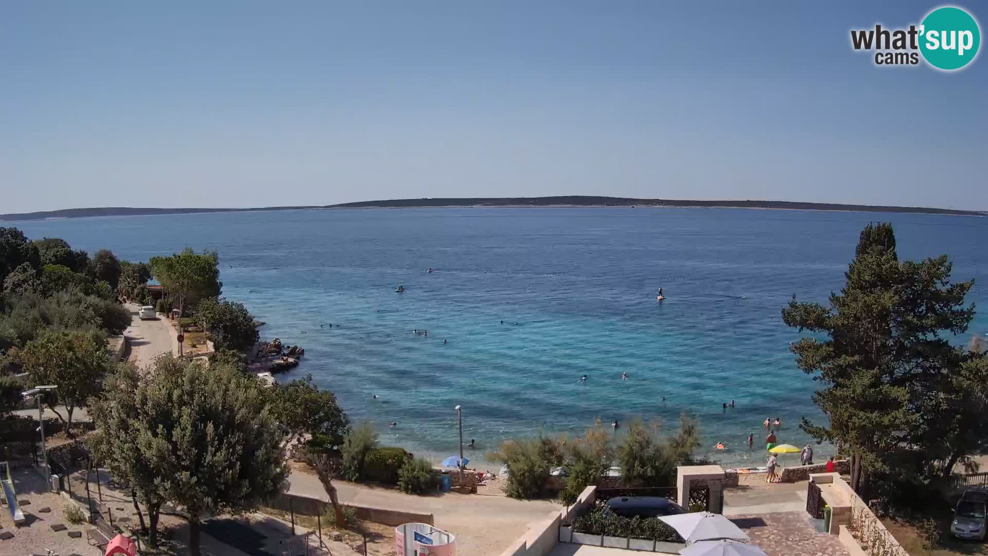 Web kamera Plaža Male Mandre – Pogled uživo s otoka Paga