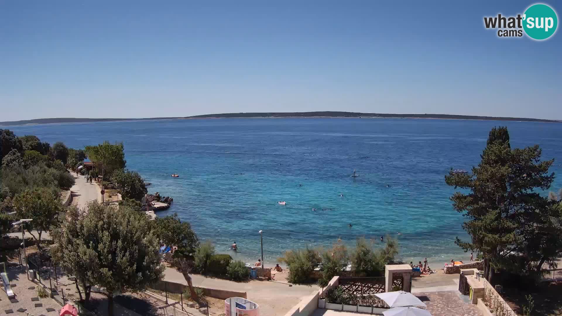Spletna kamera Plaža Male Mandre – Pogled v živo z otoka Pag