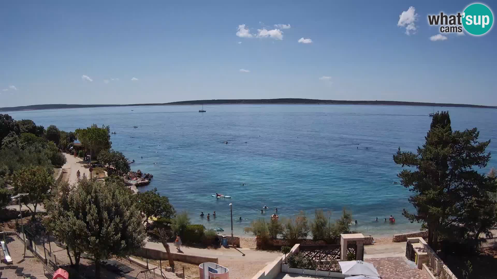 Web kamera Plaža Male Mandre – Pogled uživo s otoka Paga