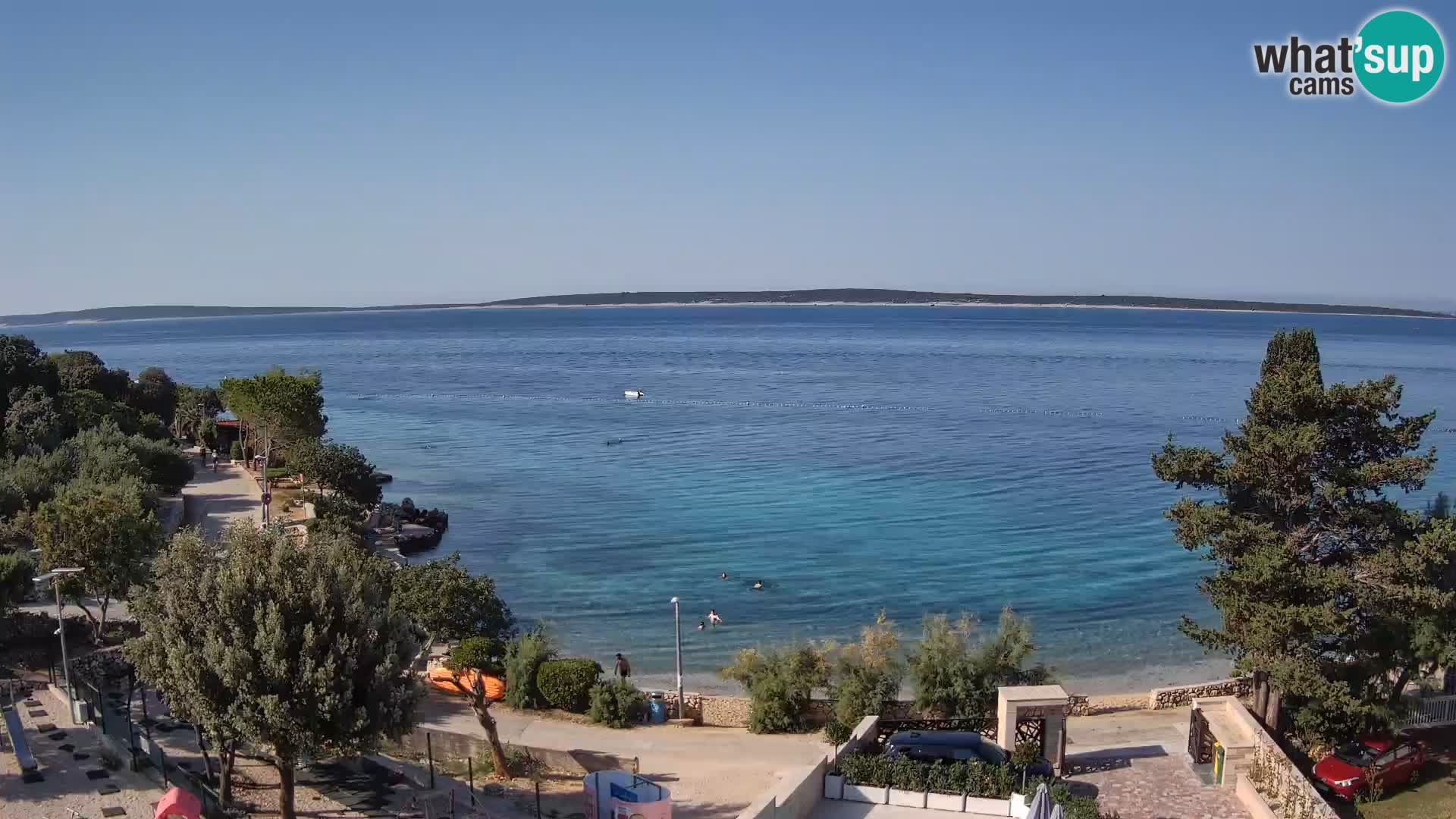 Web kamera Plaža Male Mandre – Pogled uživo s otoka Paga