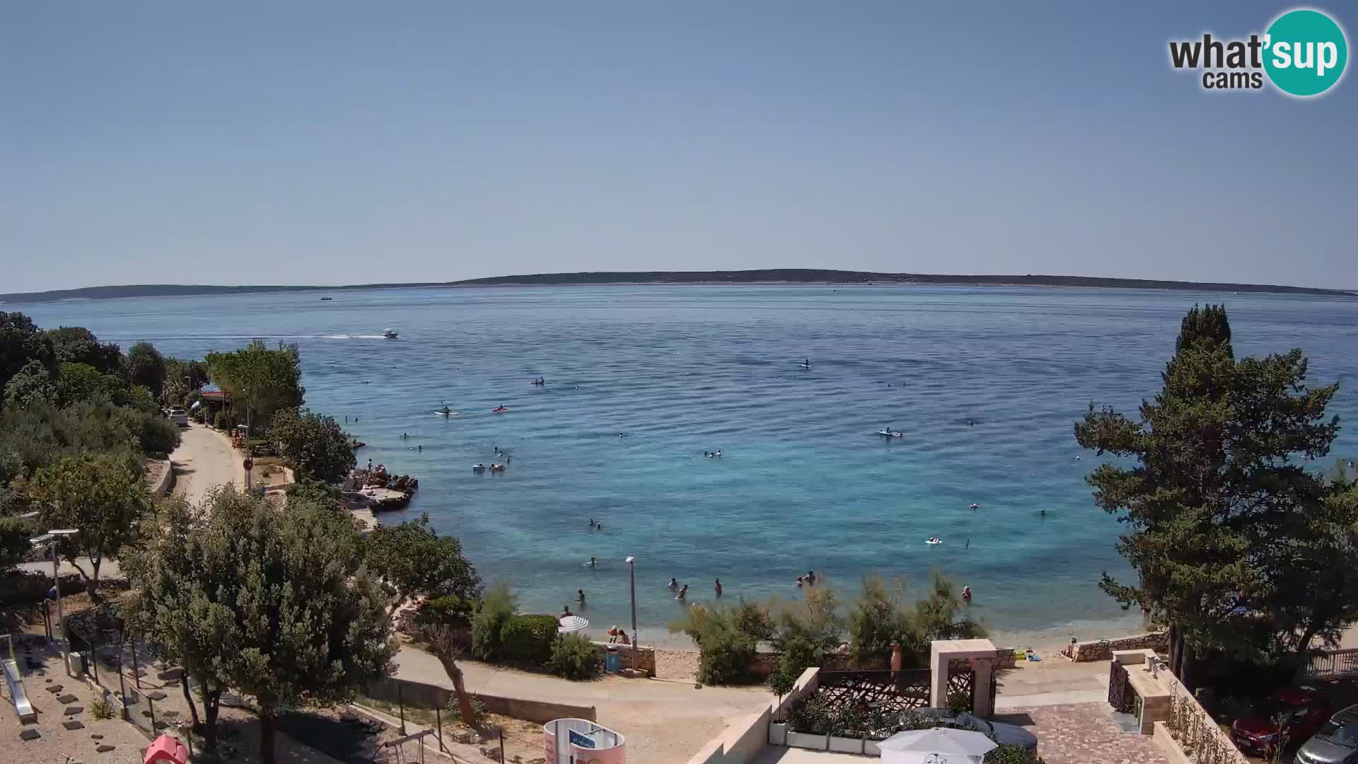 Spletna kamera Plaža Male Mandre – Pogled v živo z otoka Pag