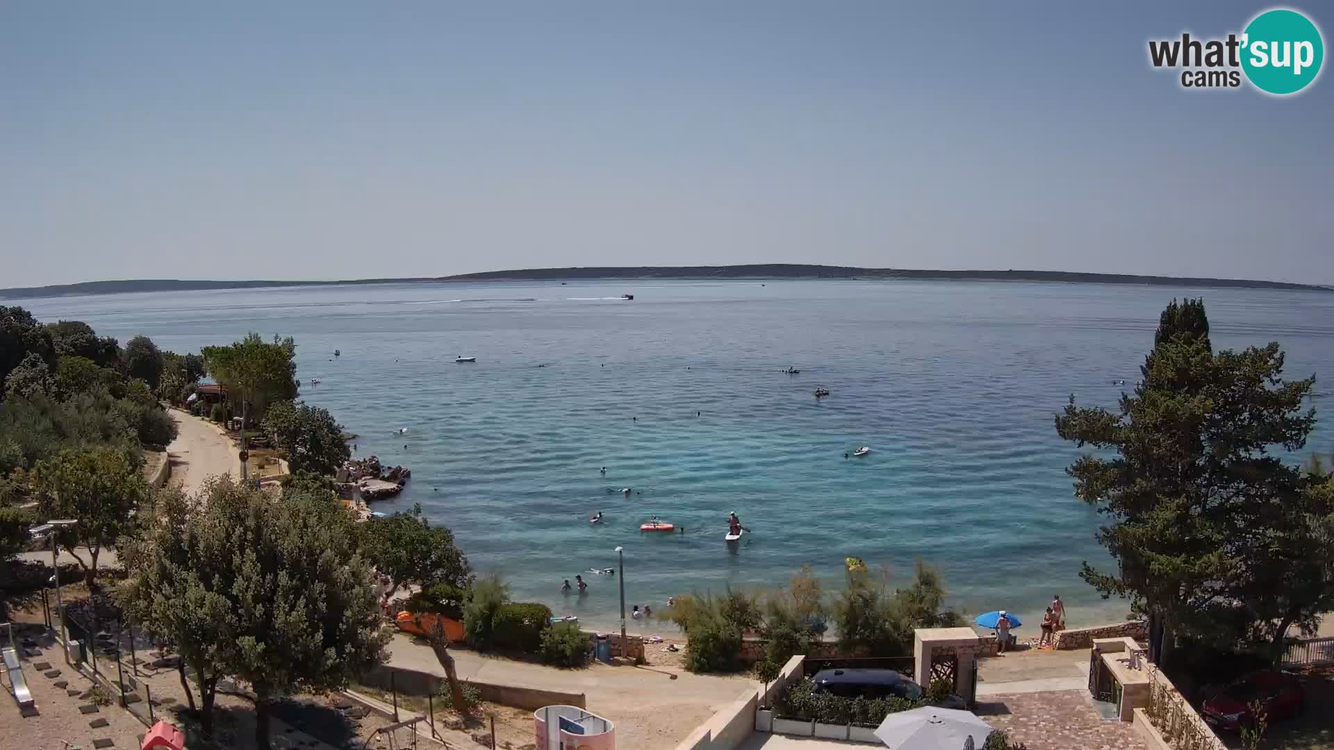 Spletna kamera Plaža Male Mandre – Pogled v živo z otoka Pag