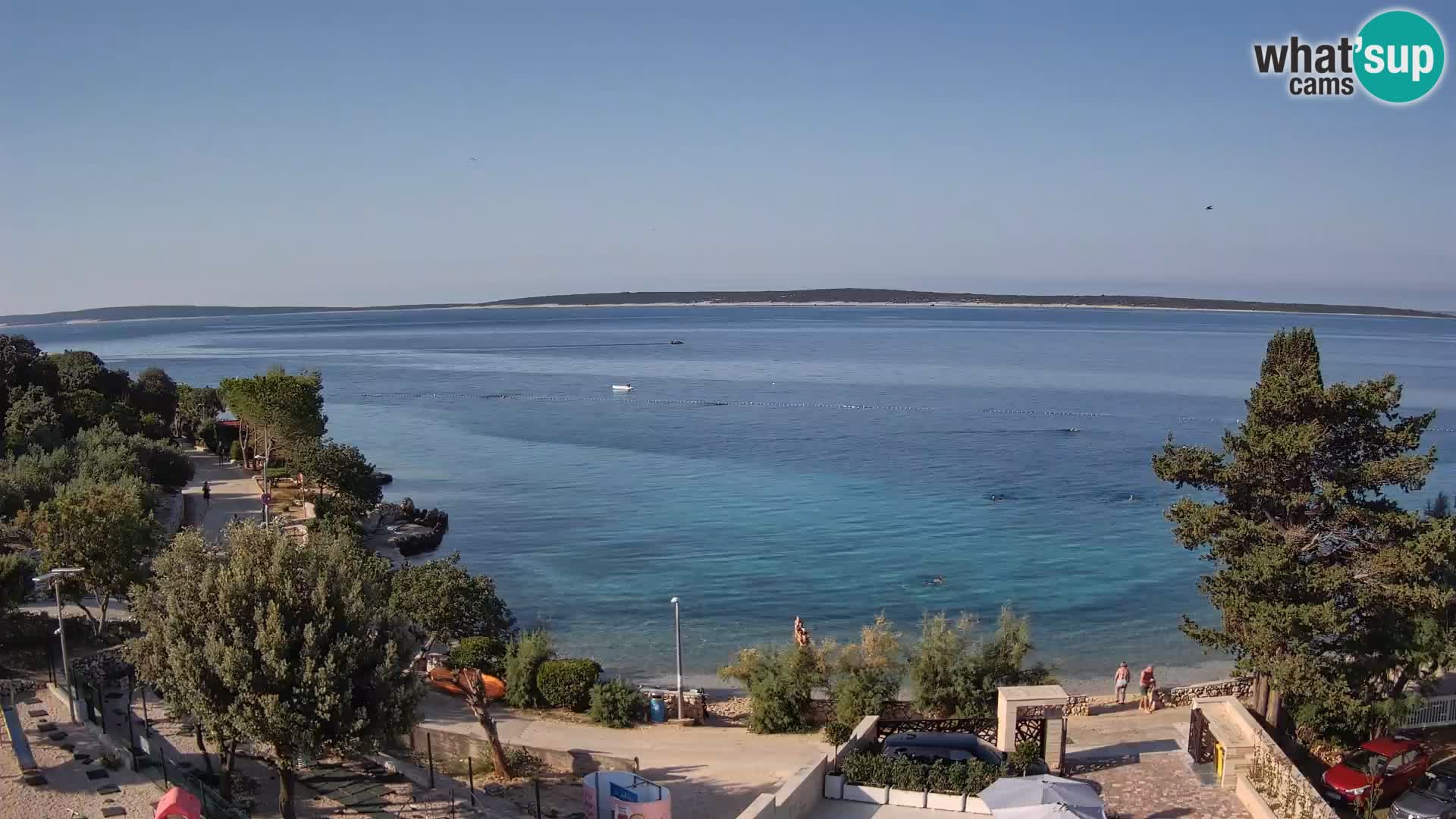 Web kamera Plaža Male Mandre – Pogled uživo s otoka Paga