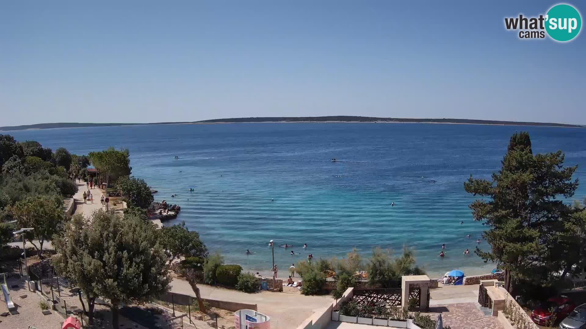 Web kamera Plaža Male Mandre – Pogled uživo s otoka Paga