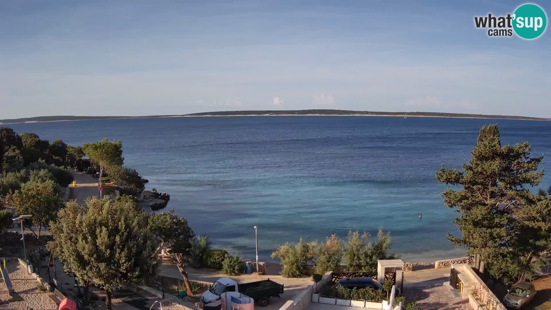 Webcam Plage Male Mandre – Vue en direct depuis l’île de Pag
