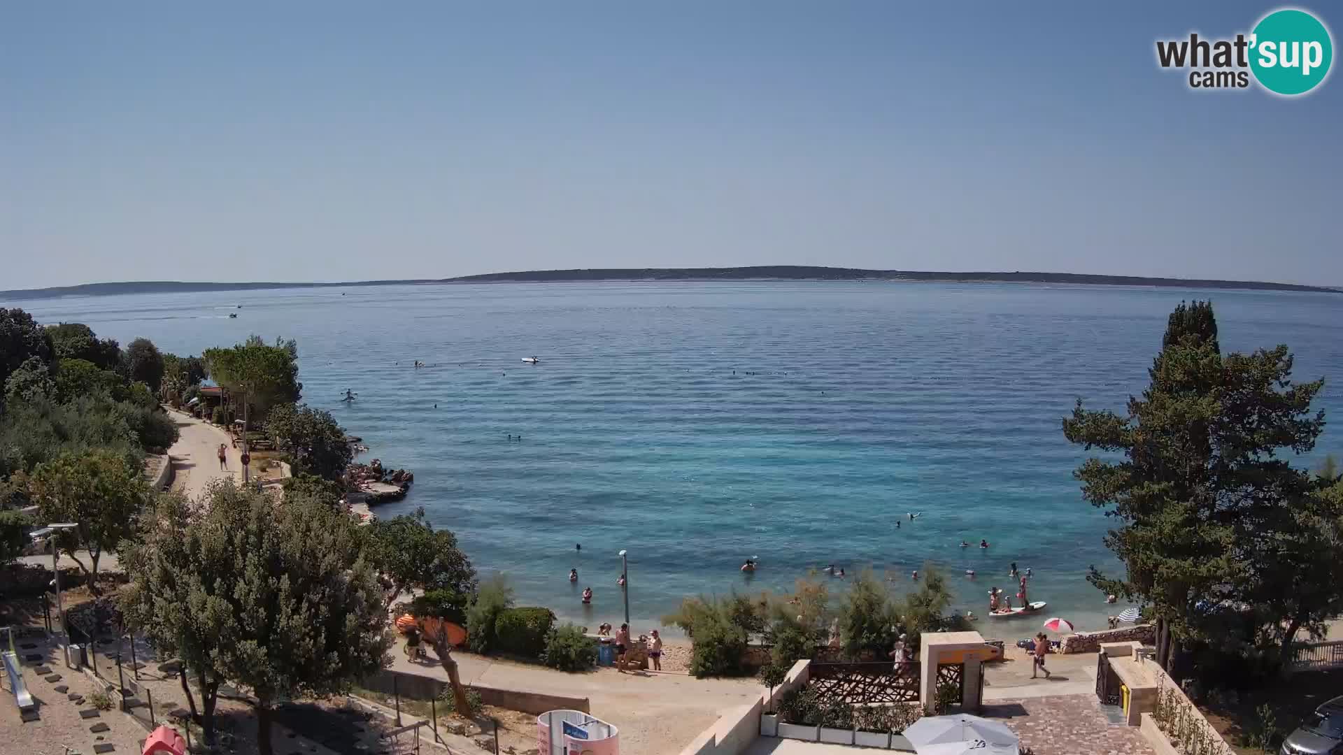 Spletna kamera Plaža Male Mandre – Pogled v živo z otoka Pag