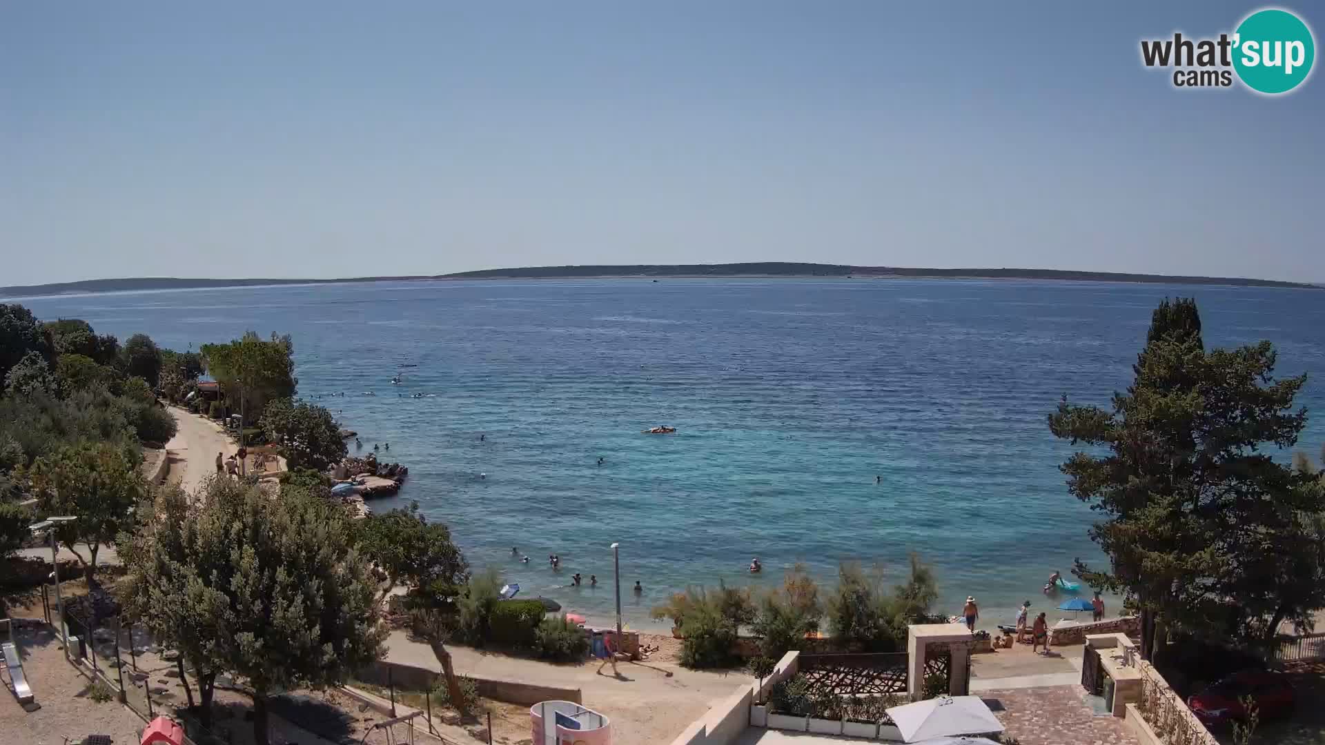 Spletna kamera Plaža Male Mandre – Pogled v živo z otoka Pag