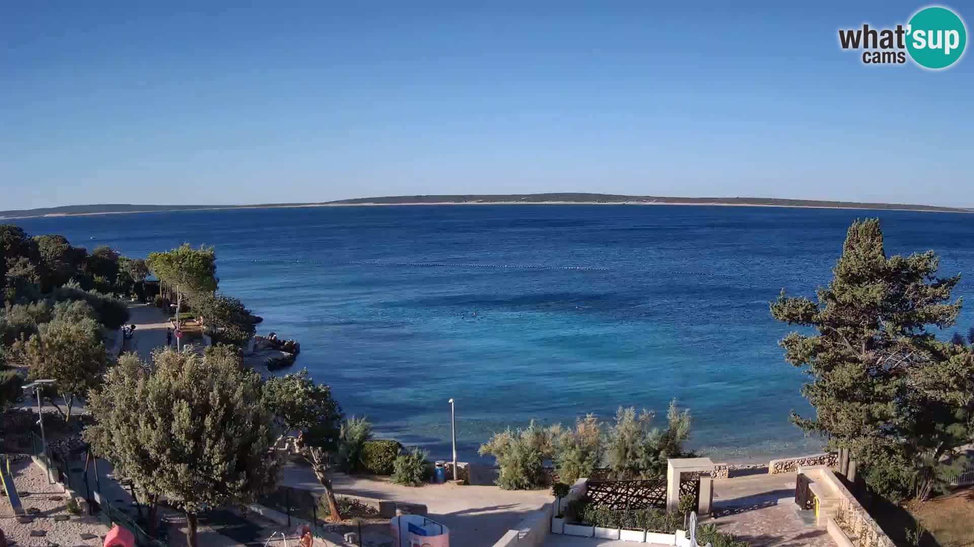 Web kamera Plaža Male Mandre – Pogled uživo s otoka Paga