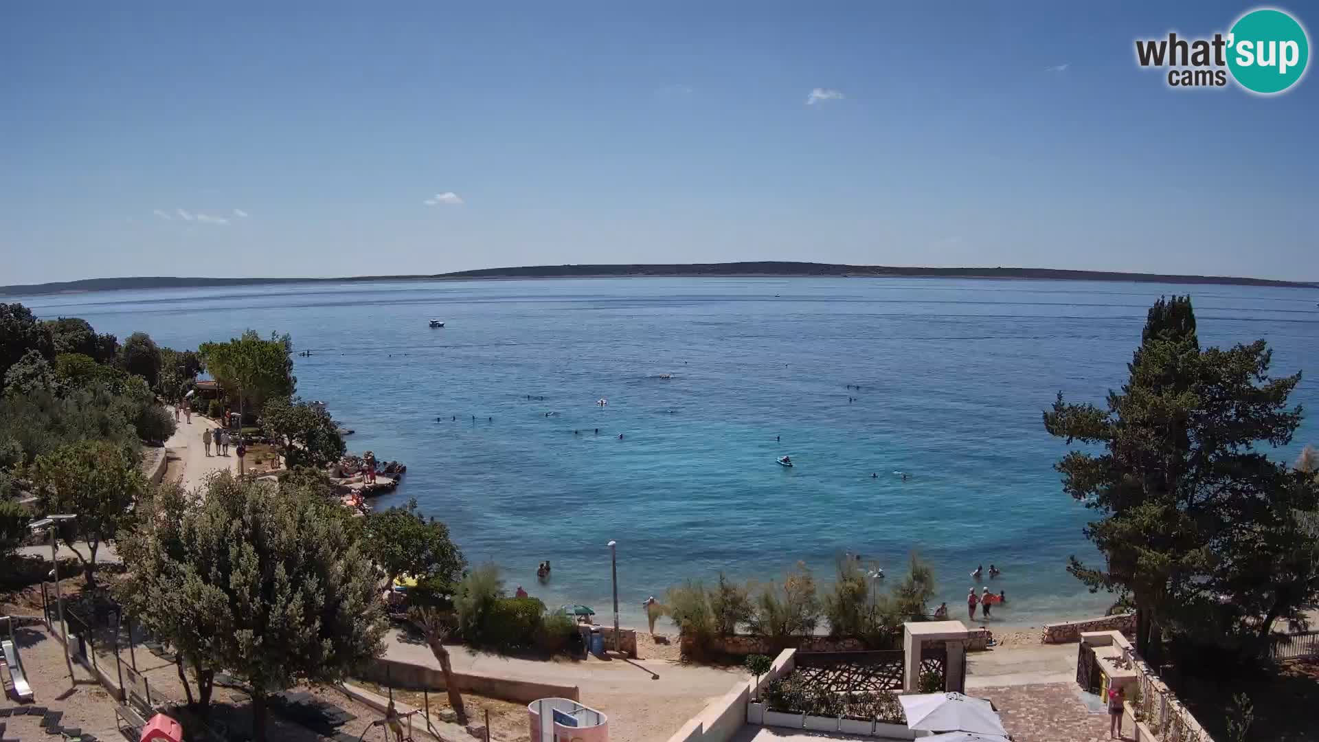 Web kamera Plaža Male Mandre – Pogled uživo s otoka Paga