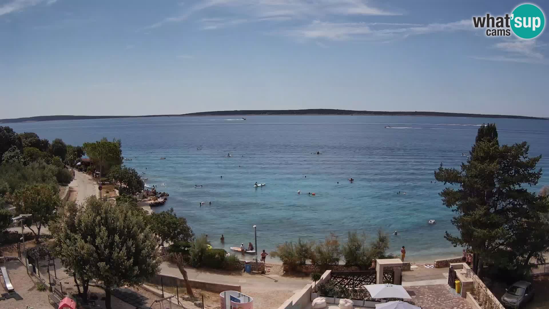 Spletna kamera Plaža Male Mandre – Pogled v živo z otoka Pag
