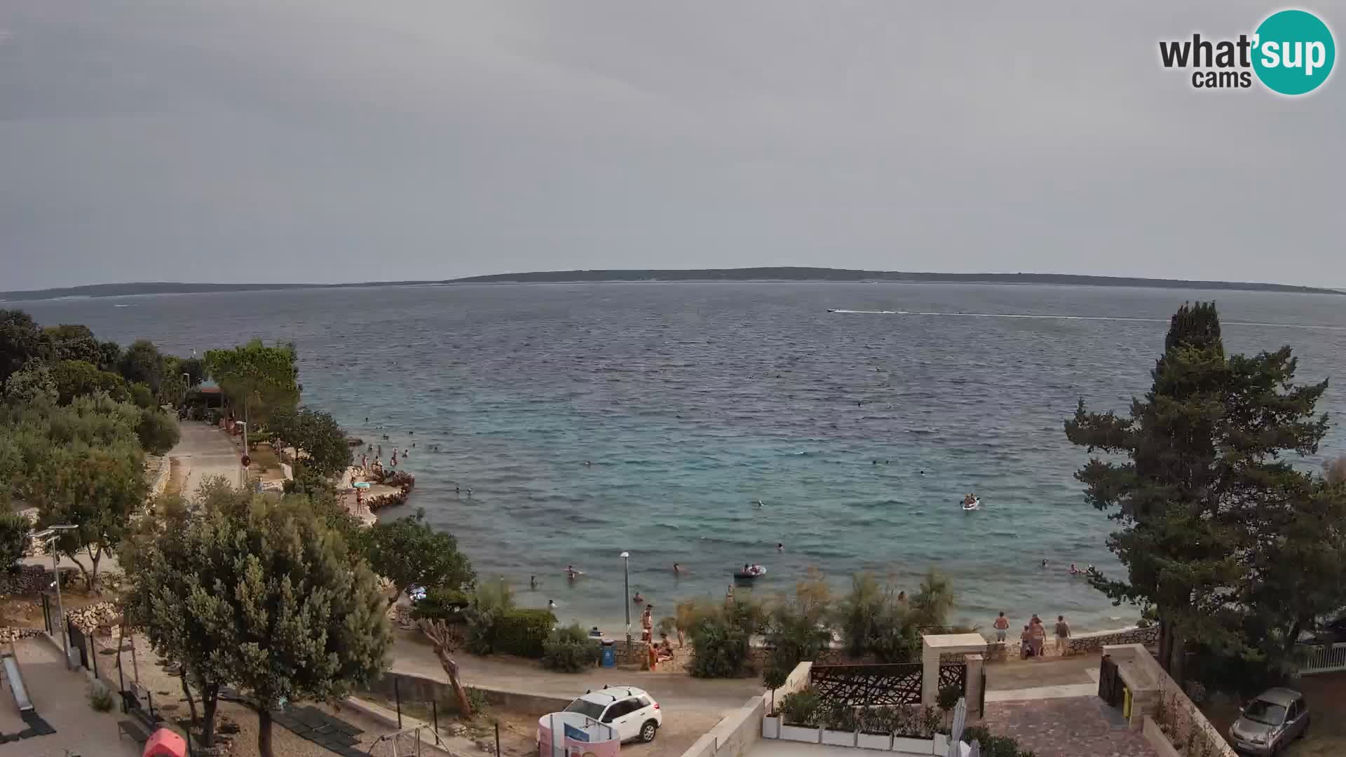 Spletna kamera Plaža Male Mandre – Pogled v živo z otoka Pag