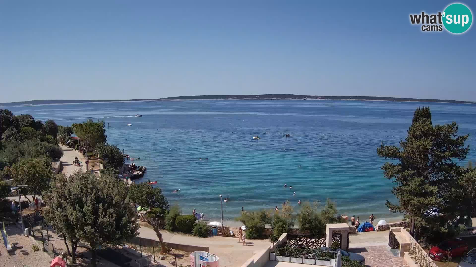 Spletna kamera Plaža Male Mandre – Pogled v živo z otoka Pag