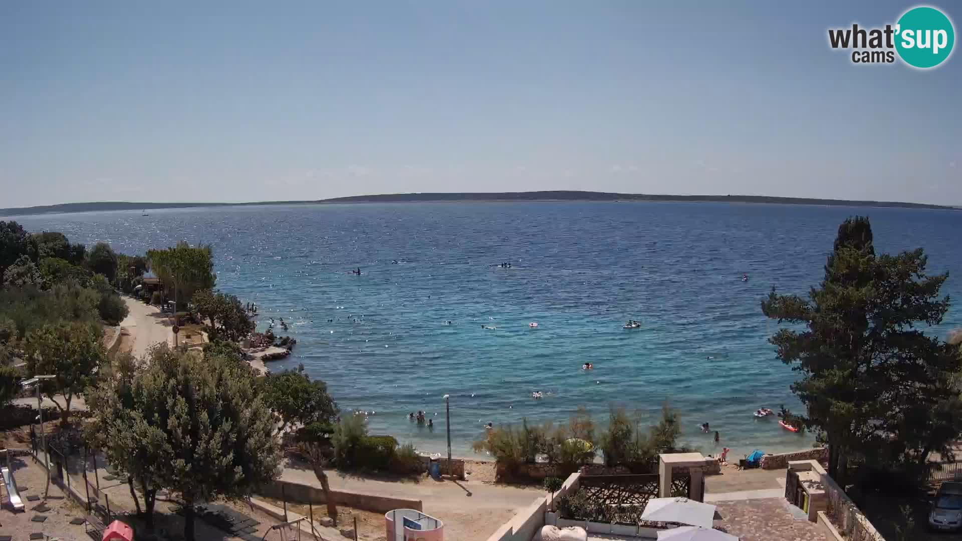 Web kamera Plaža Male Mandre – Pogled uživo s otoka Paga