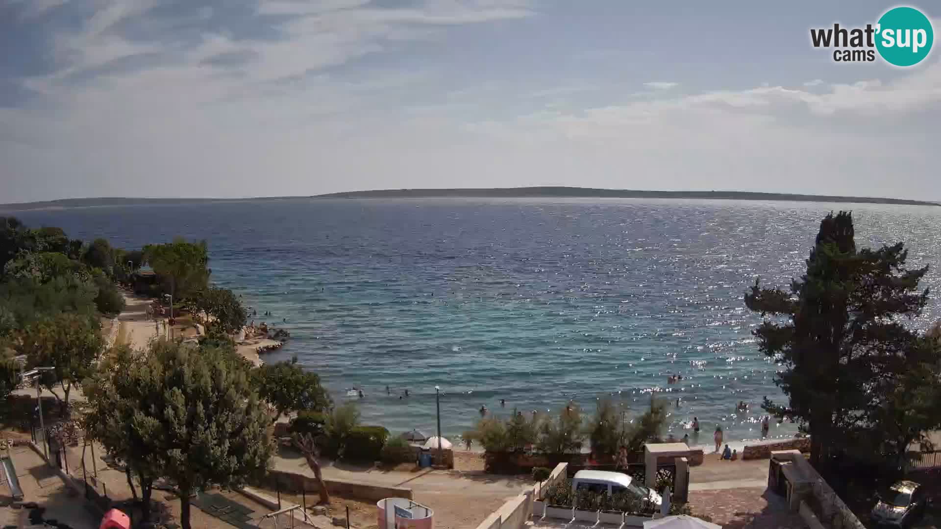 Spletna kamera Plaža Male Mandre – Pogled v živo z otoka Pag