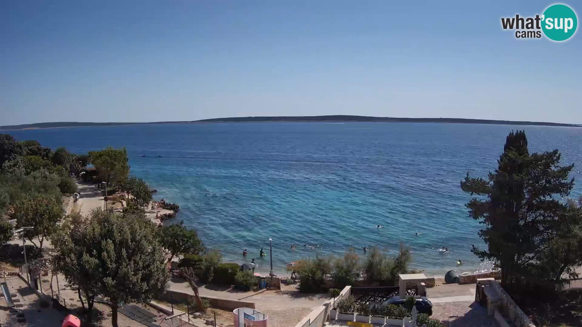 Spletna kamera Plaža Male Mandre – Pogled v živo z otoka Pag