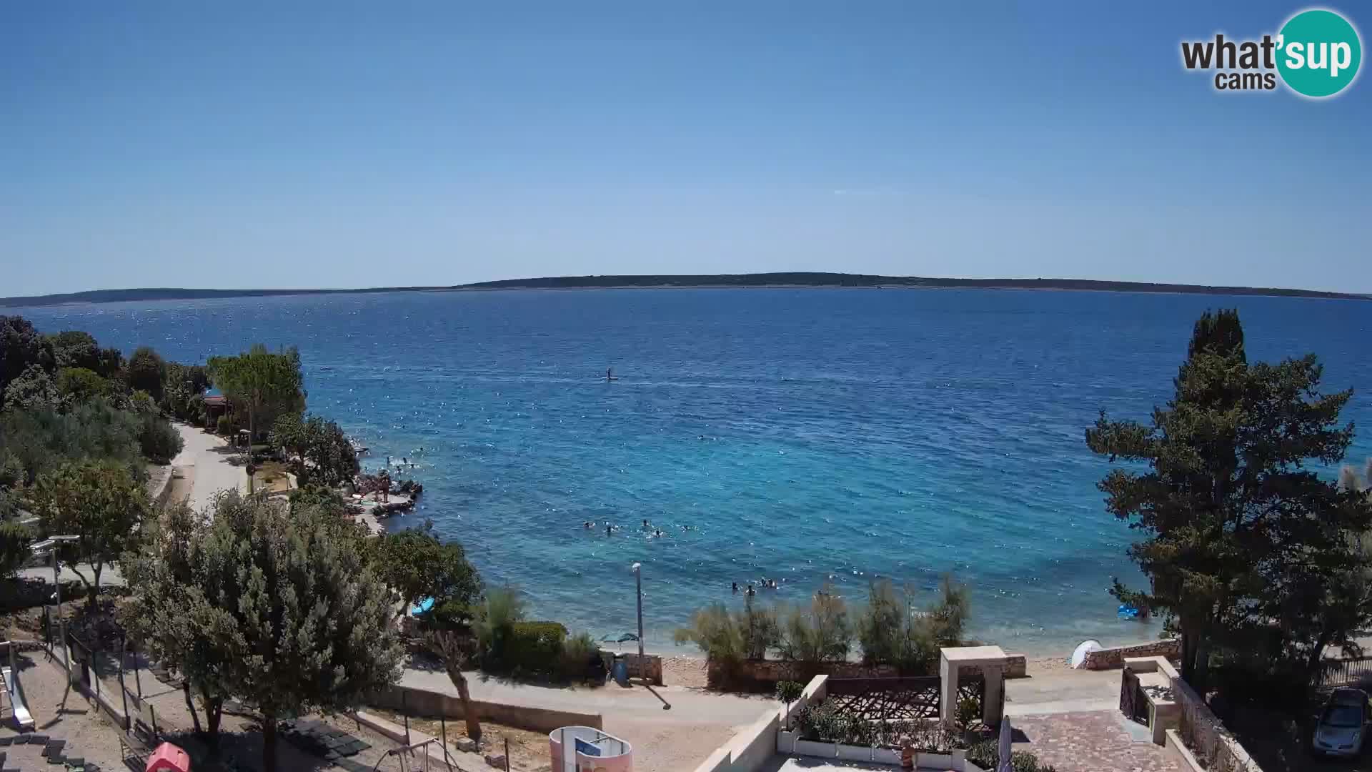 Web kamera Plaža Male Mandre – Pogled uživo s otoka Paga