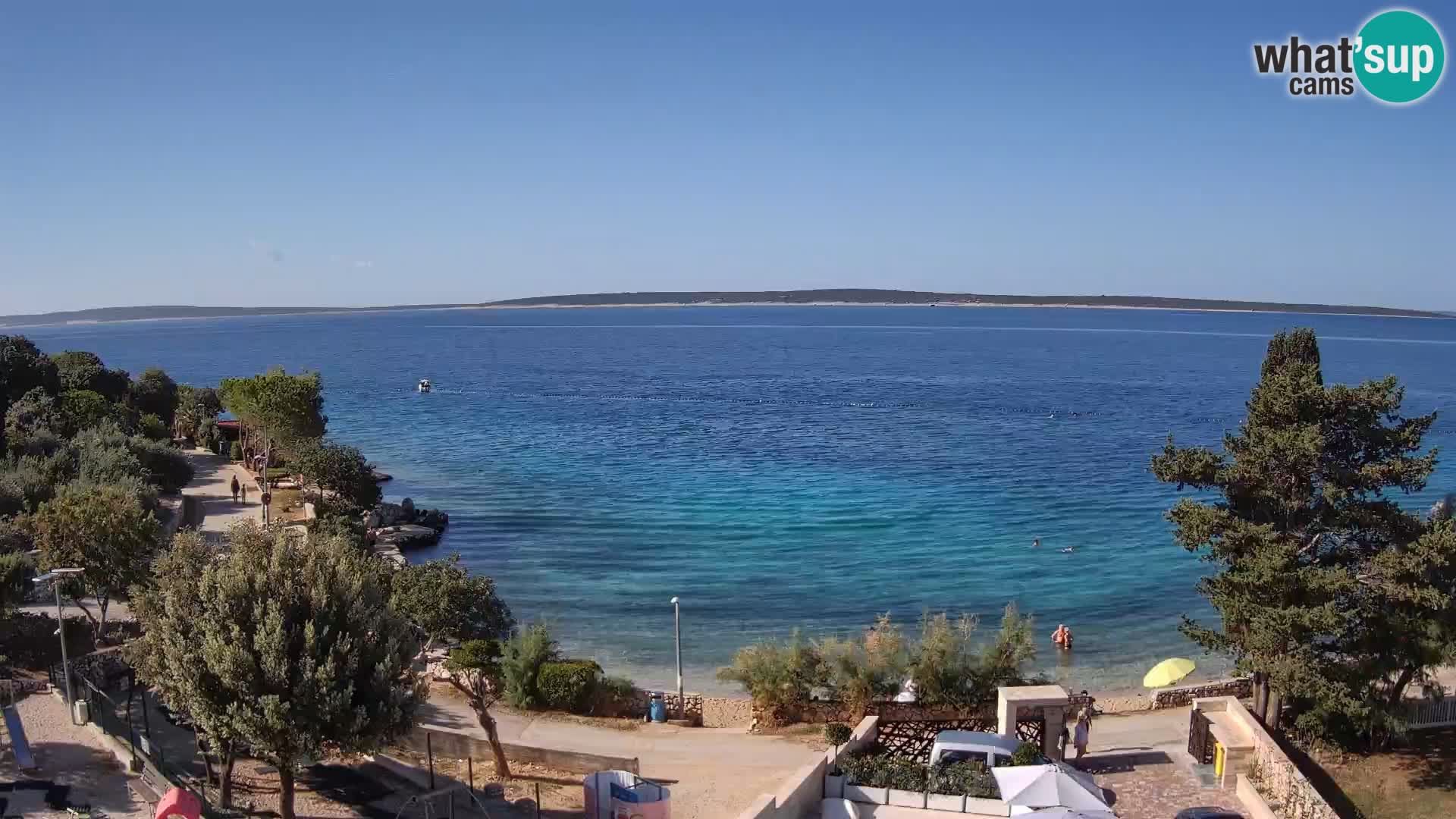 Web kamera Plaža Male Mandre – Pogled uživo s otoka Paga