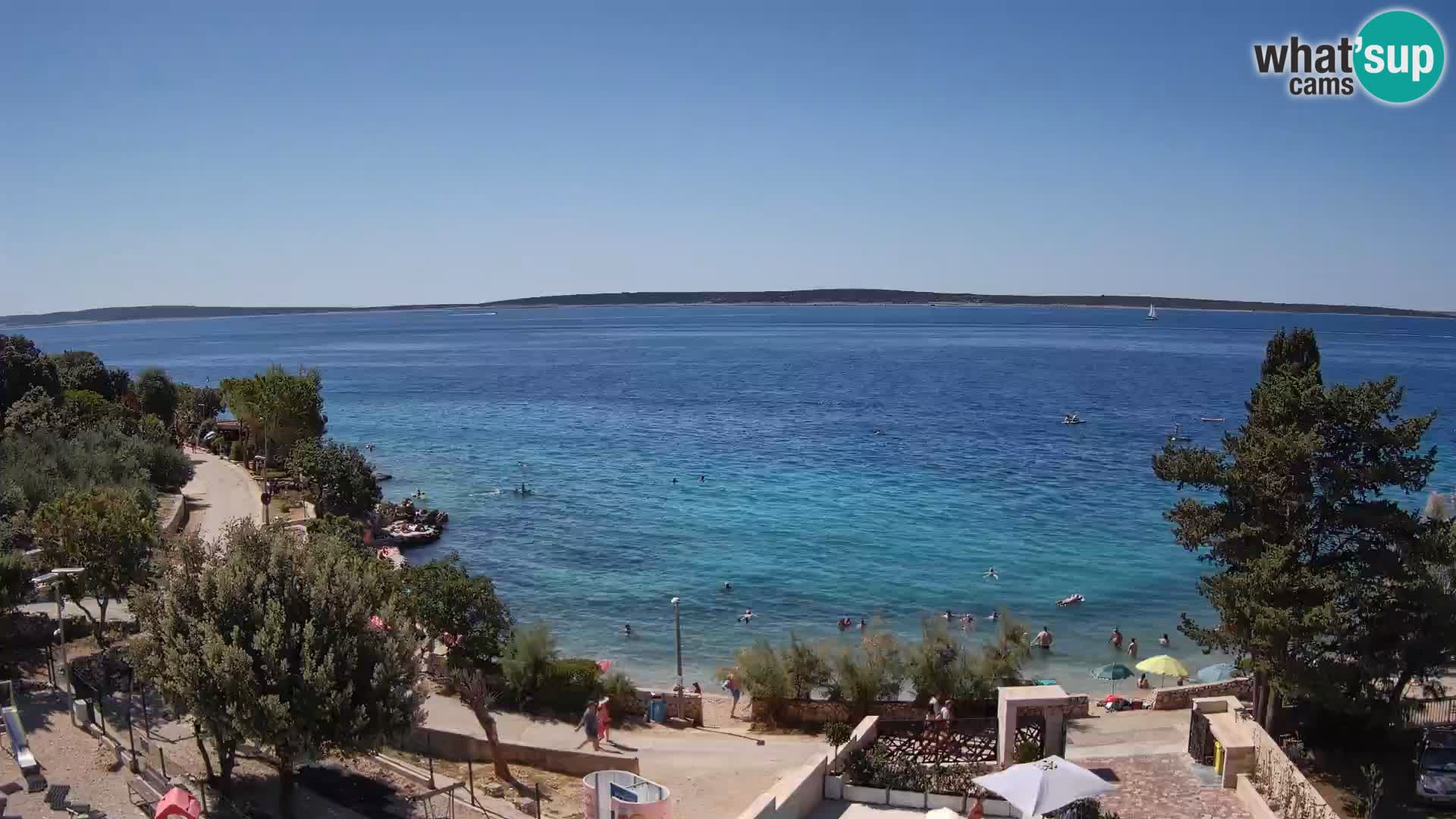Webcam Plage Male Mandre – Vue en direct depuis l’île de Pag
