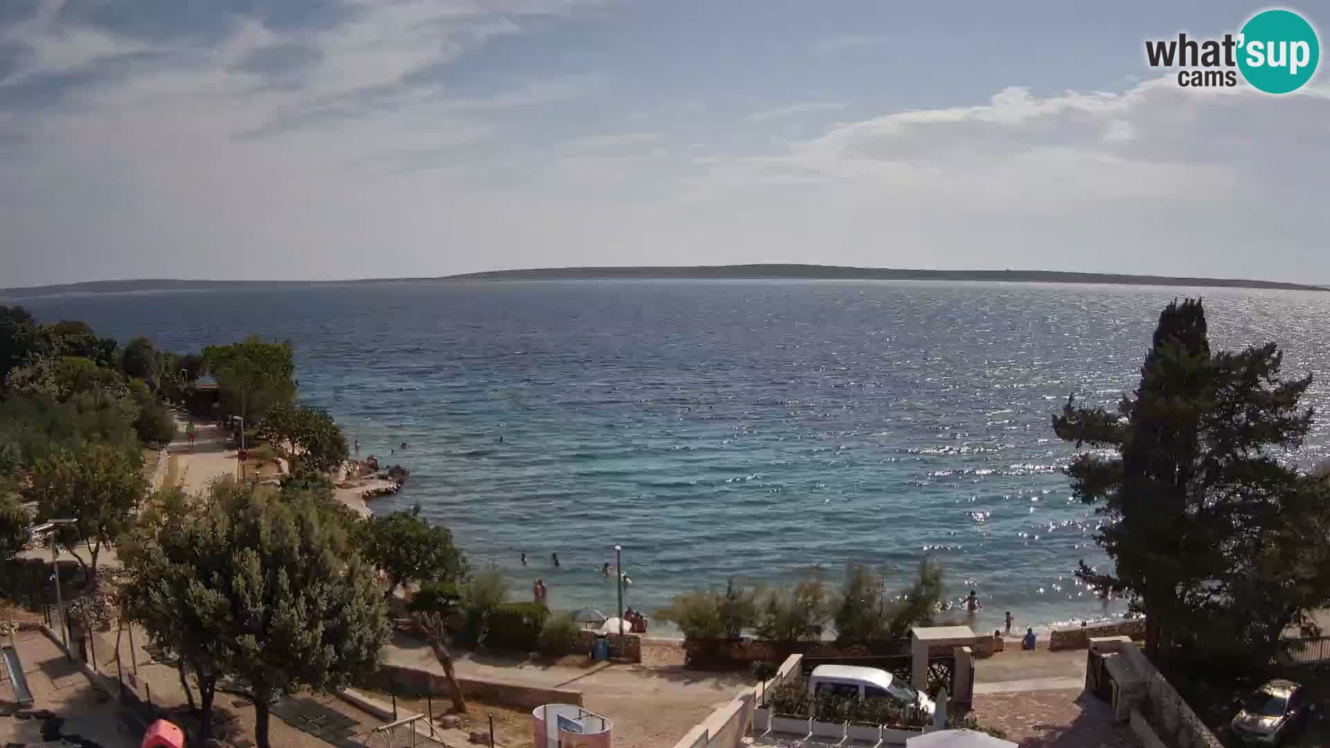 Web kamera Plaža Male Mandre – Pogled uživo s otoka Paga