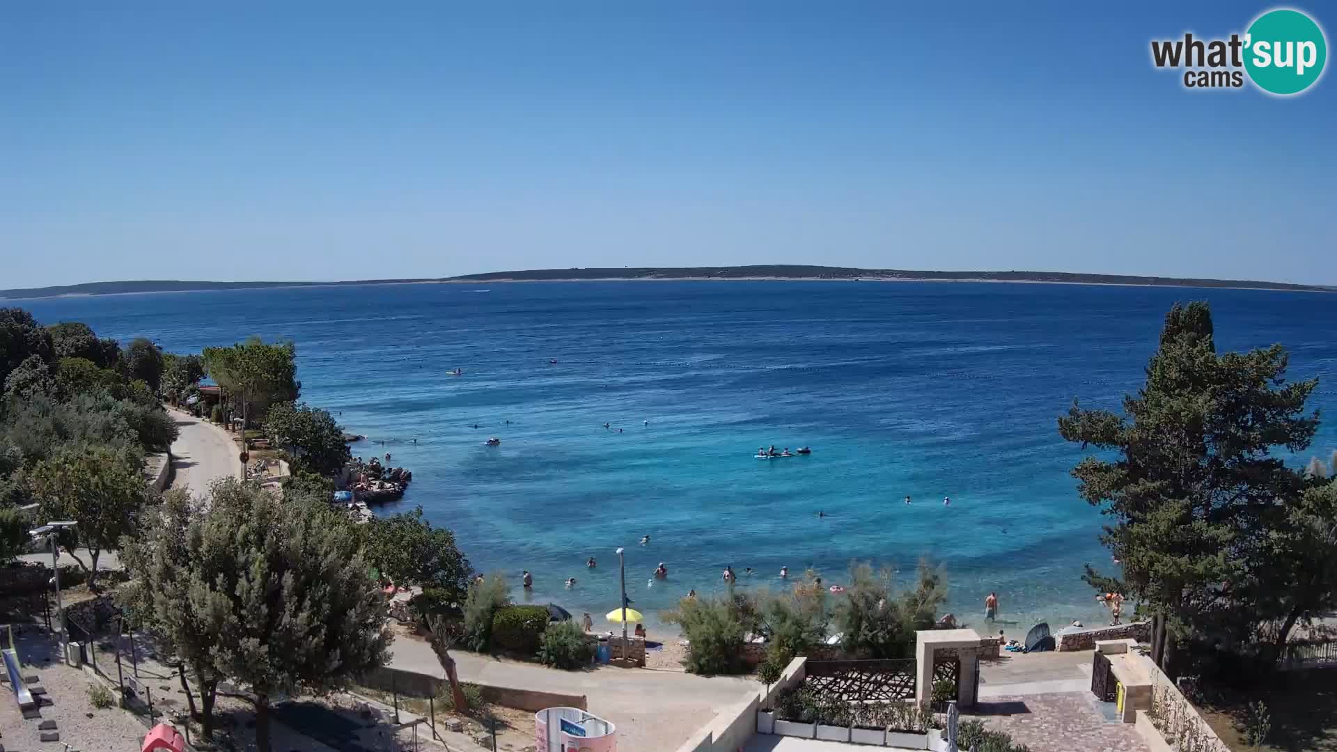 Web kamera Plaža Male Mandre – Pogled uživo s otoka Paga