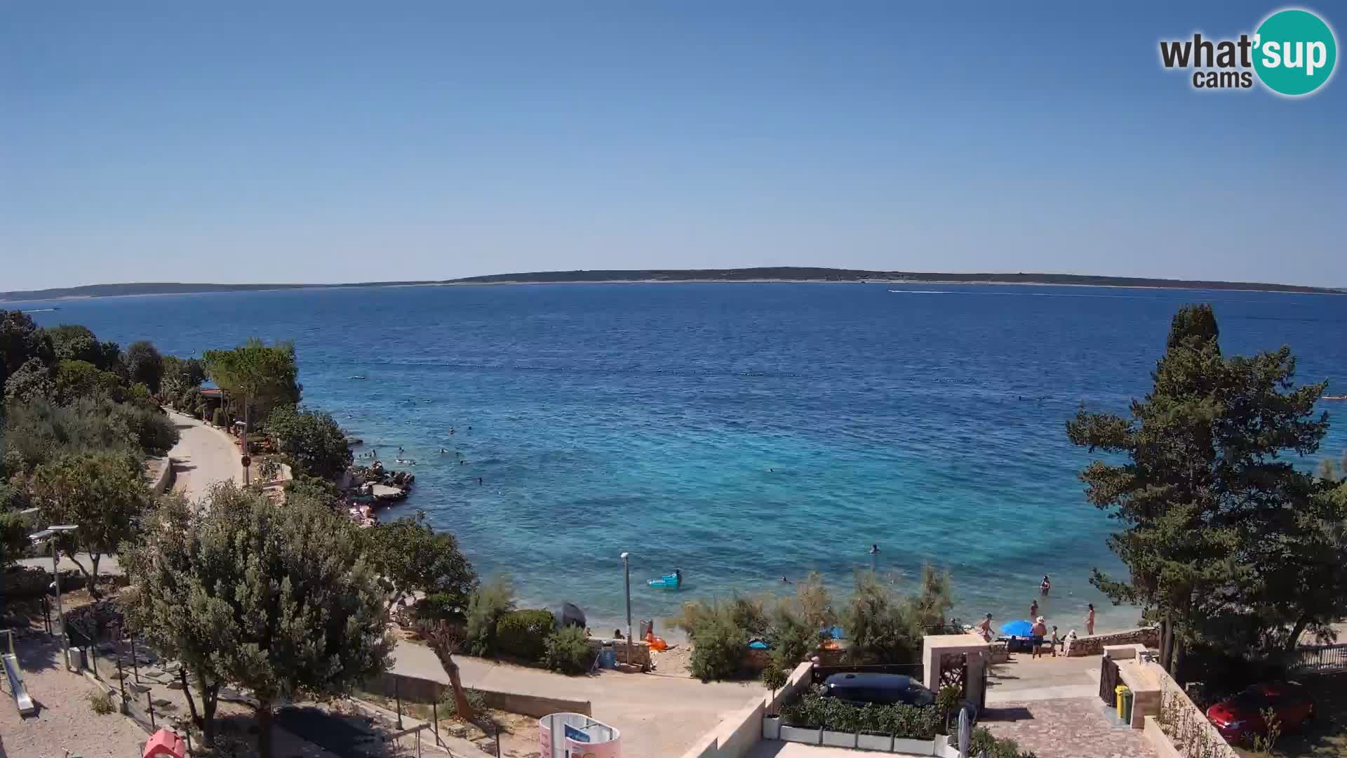 Web kamera Plaža Male Mandre – Pogled uživo s otoka Paga