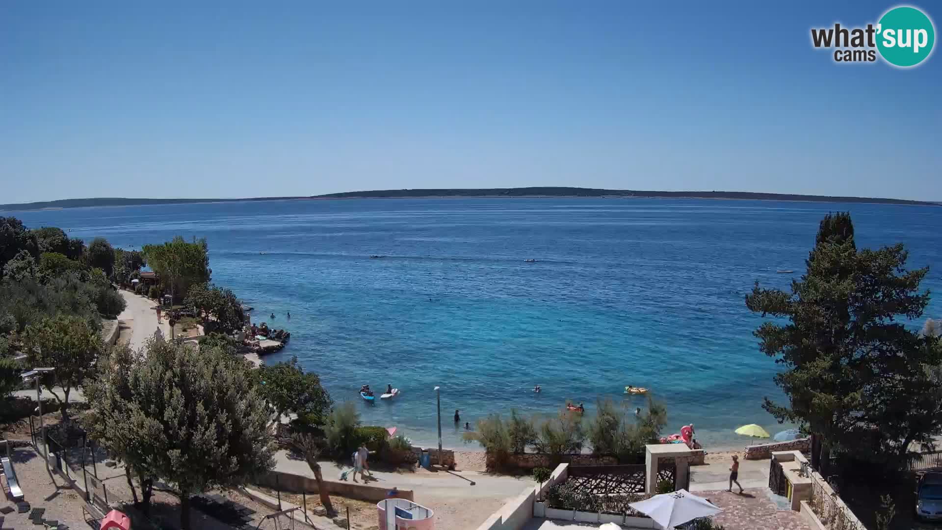 Web kamera Plaža Male Mandre – Pogled uživo s otoka Paga