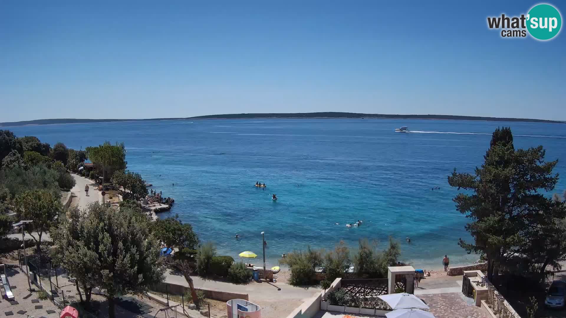 Spletna kamera Plaža Male Mandre – Pogled v živo z otoka Pag