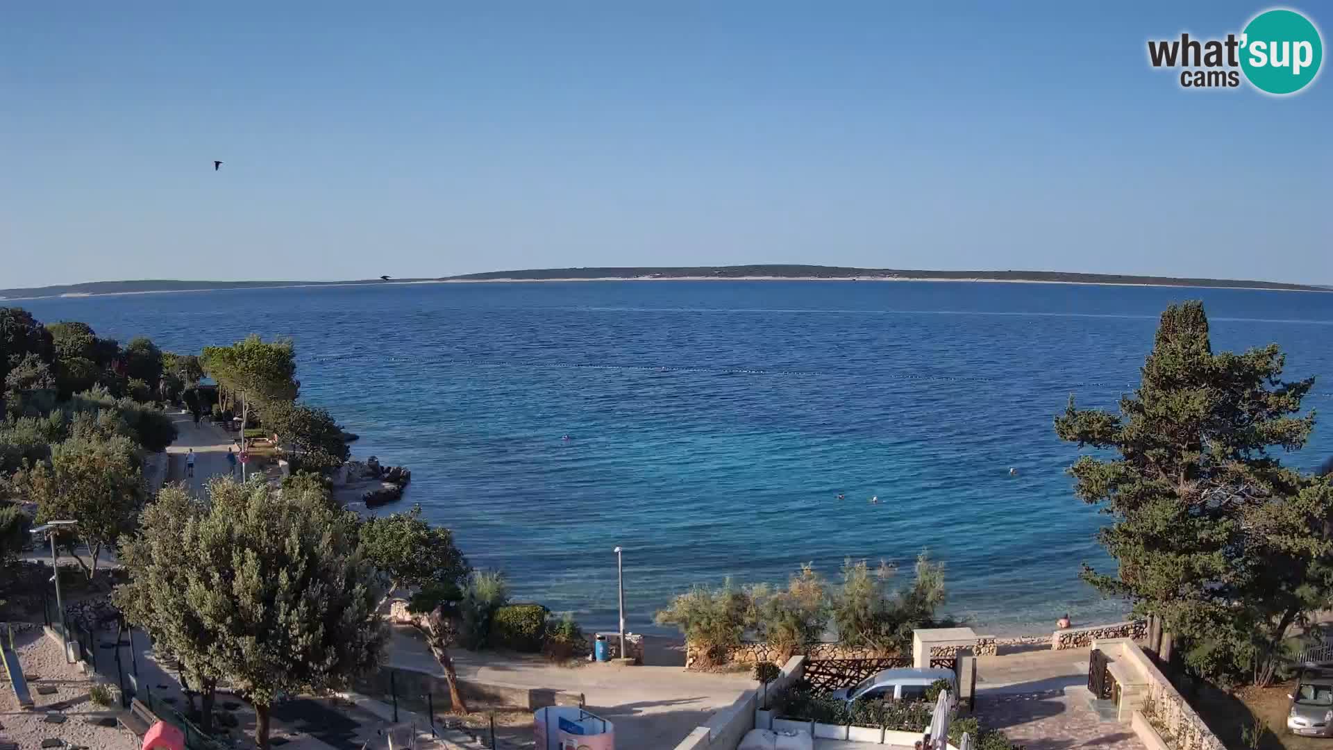 Webcam Plage Male Mandre – Vue en direct depuis l’île de Pag