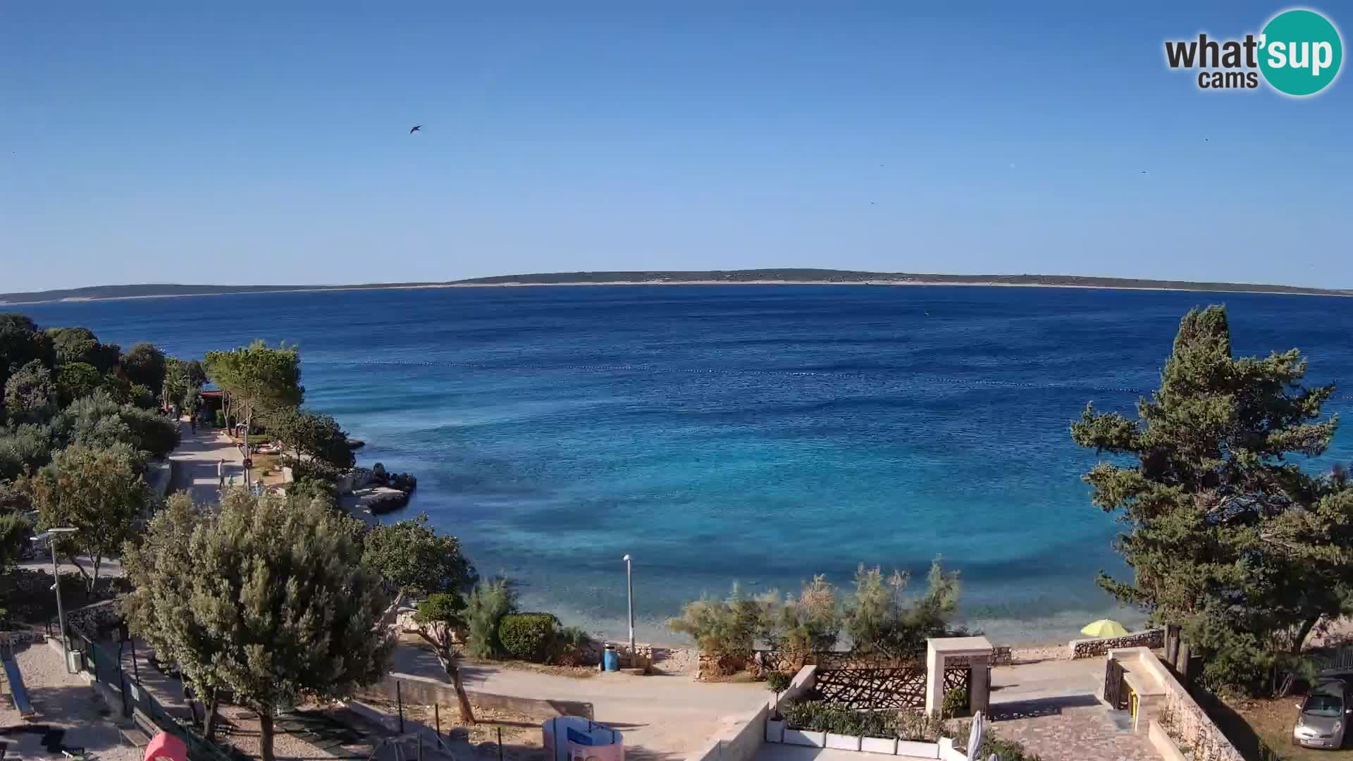 Spletna kamera Plaža Male Mandre – Pogled v živo z otoka Pag