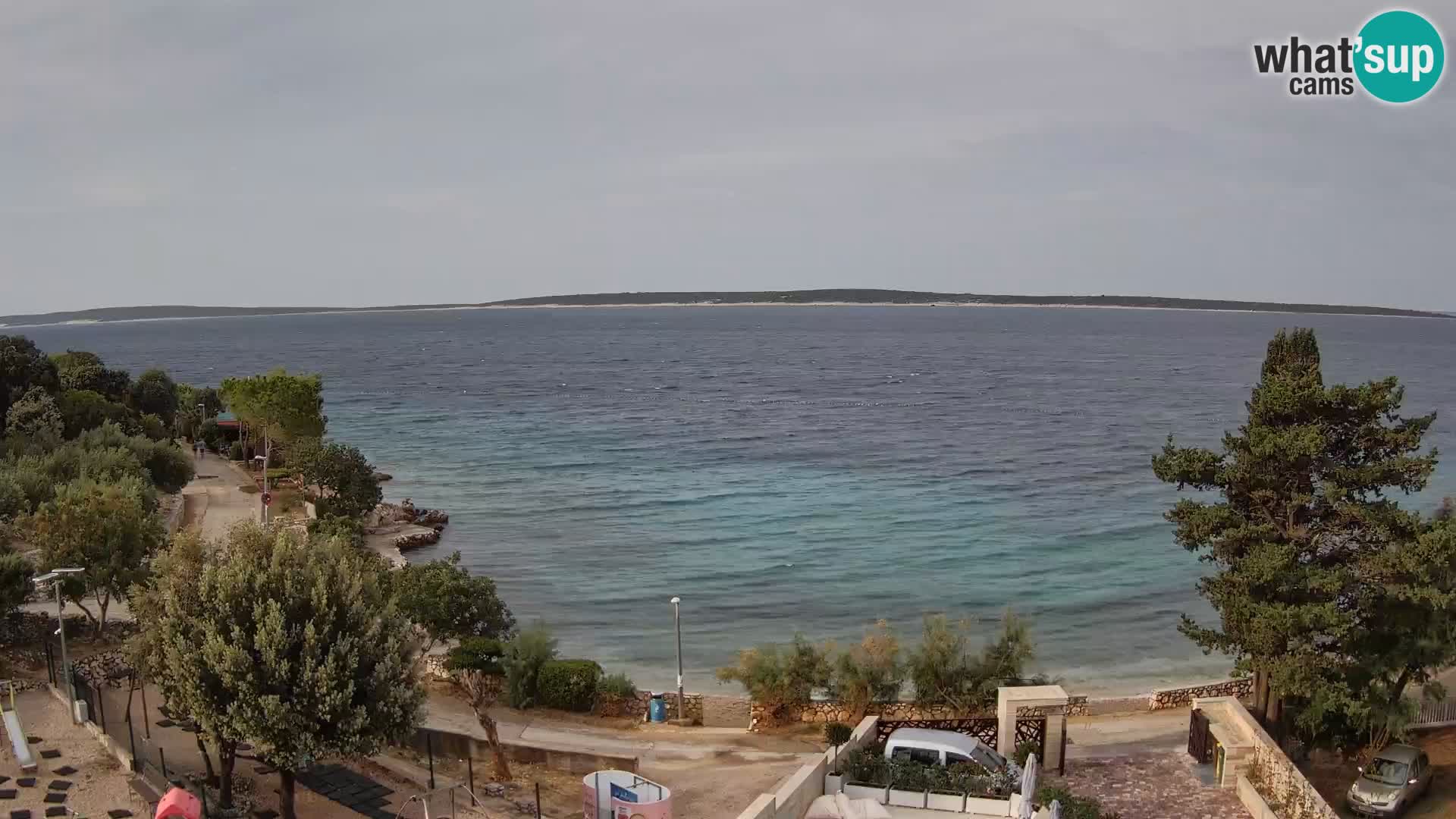 Web kamera Plaža Male Mandre – Pogled uživo s otoka Paga