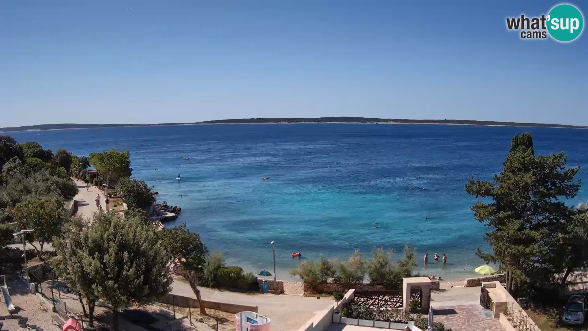 Spletna kamera Plaža Male Mandre – Pogled v živo z otoka Pag