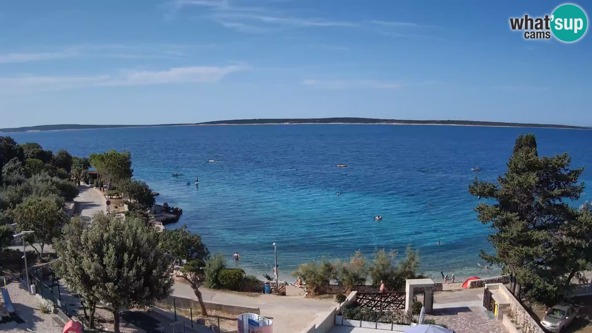 Web kamera Plaža Male Mandre – Pogled uživo s otoka Paga