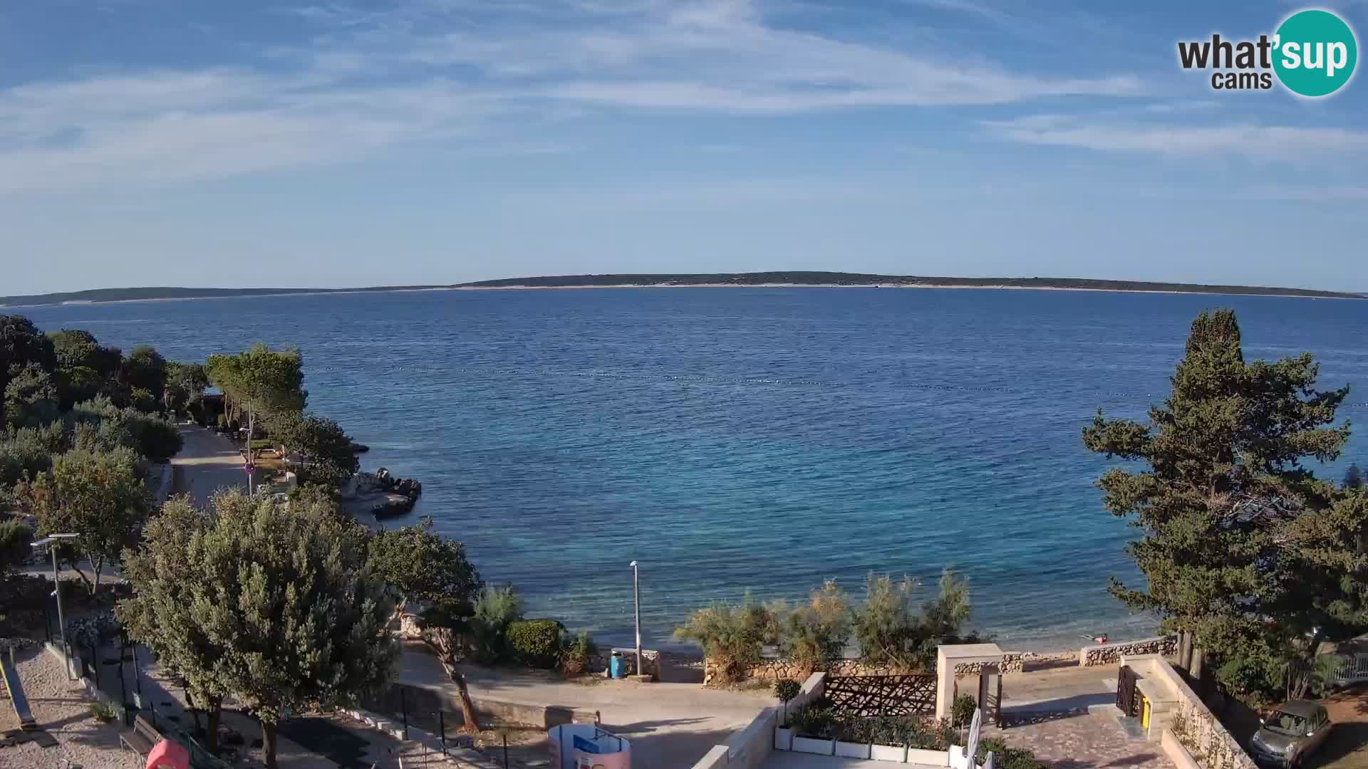 Web kamera Plaža Male Mandre – Pogled uživo s otoka Paga
