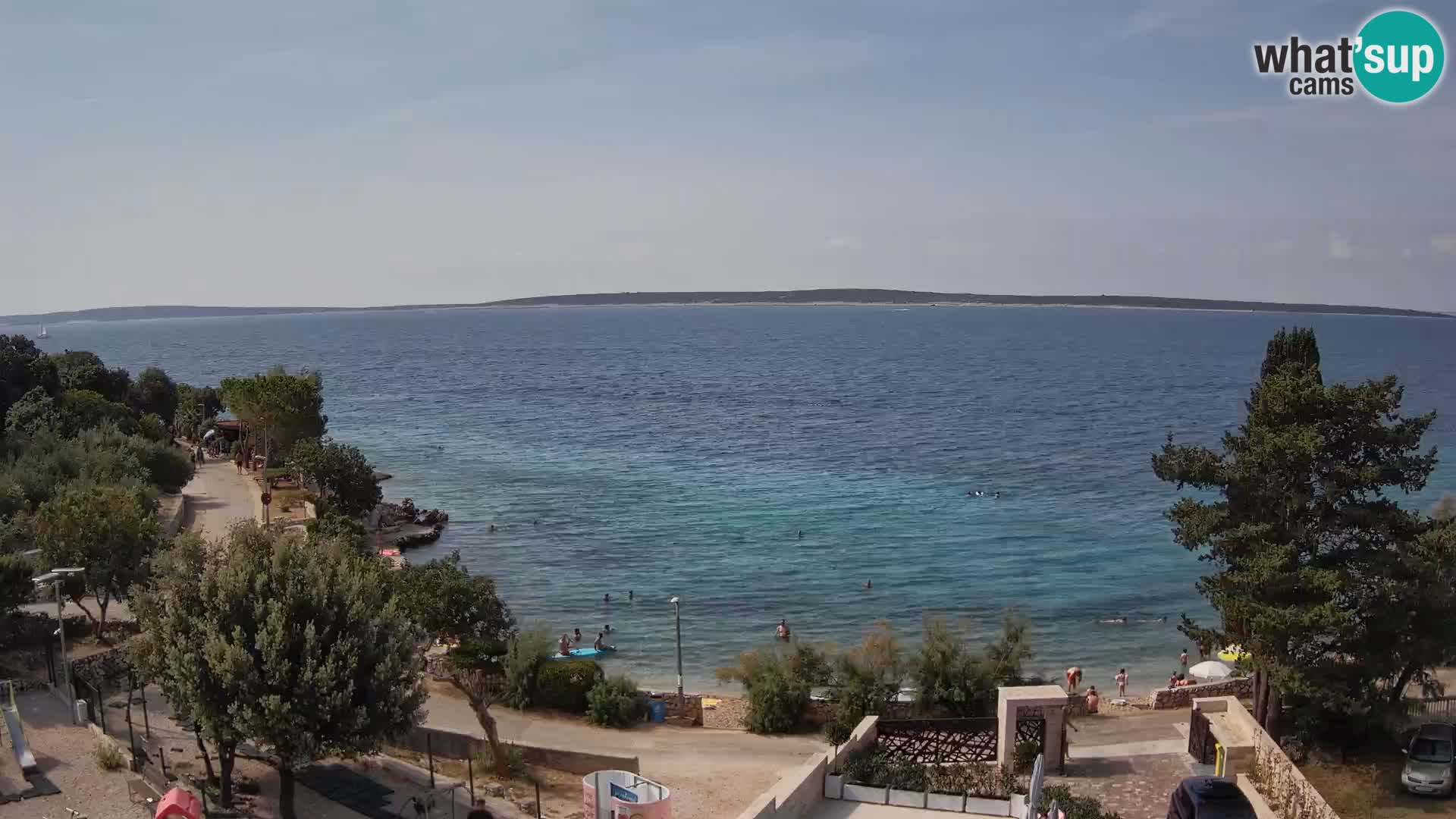 Web kamera Plaža Male Mandre – Pogled uživo s otoka Paga