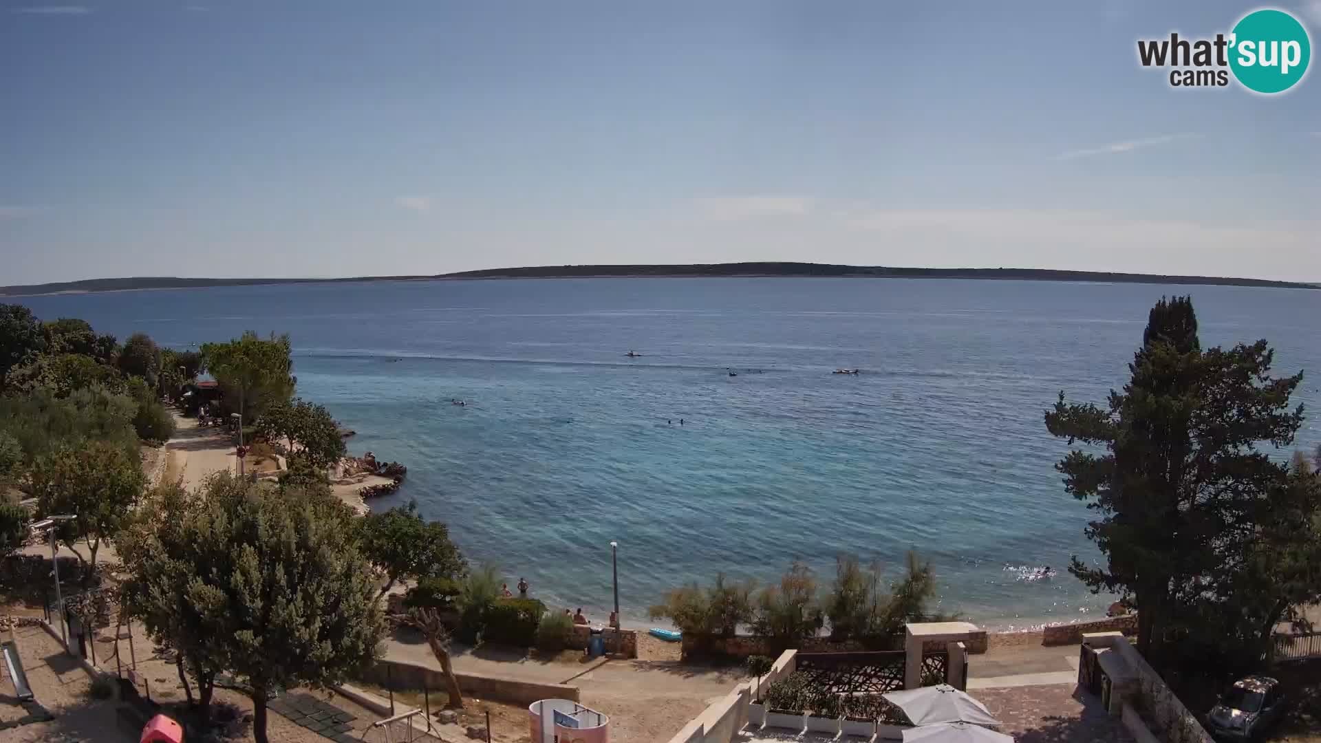 Spletna kamera Plaža Male Mandre – Pogled v živo z otoka Pag