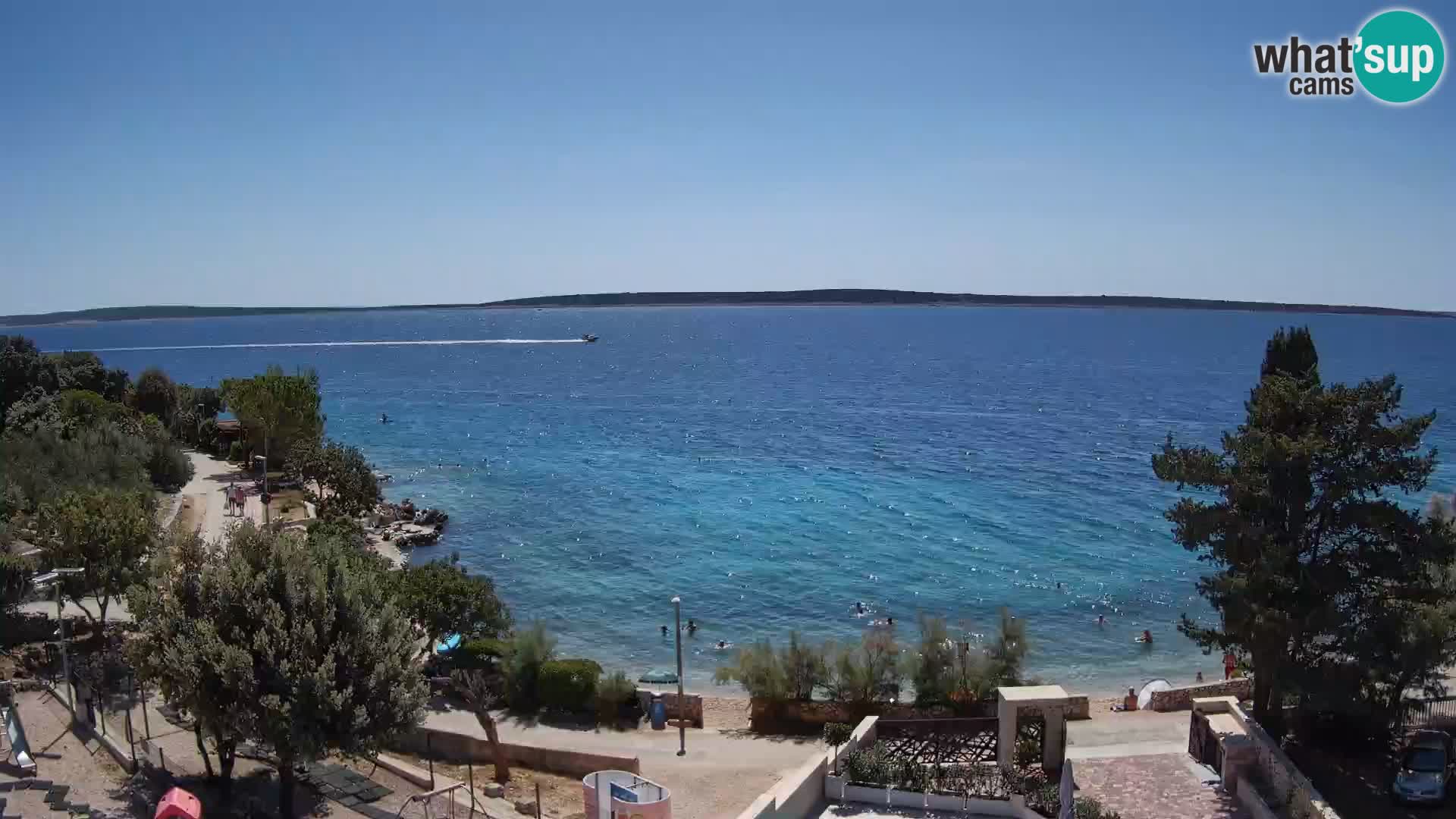 Spletna kamera Plaža Male Mandre – Pogled v živo z otoka Pag