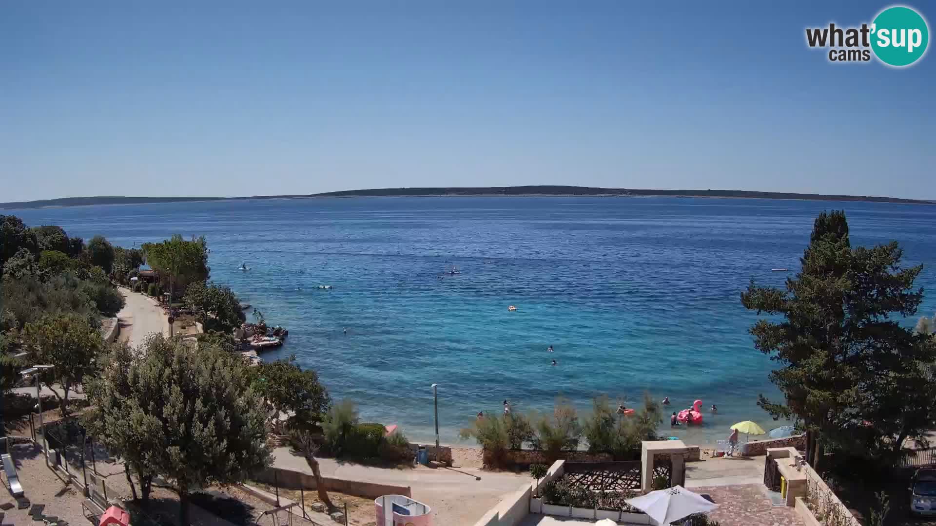 Spletna kamera Plaža Male Mandre – Pogled v živo z otoka Pag
