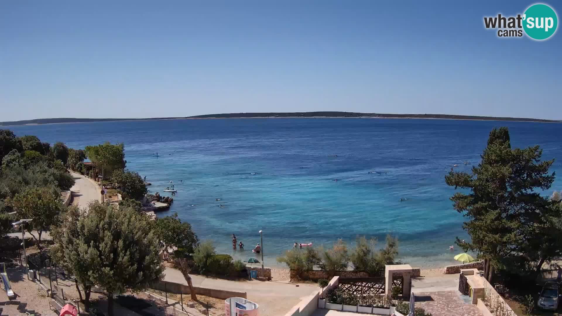 Web kamera Plaža Male Mandre – Pogled uživo s otoka Paga