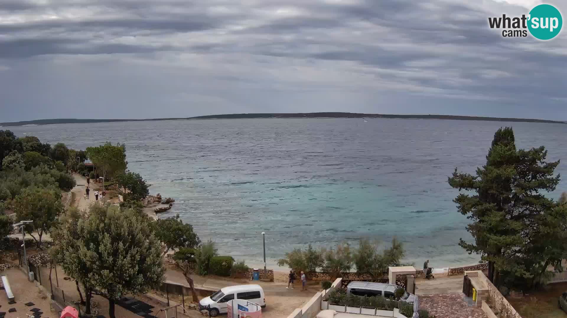 Spletna kamera Plaža Male Mandre – Pogled v živo z otoka Pag